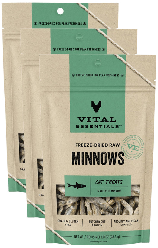 Vital Essentials Minnows Cat Treats, 0.5 oz | Freeze-Dried Raw | Single Ingredient | Grain Free, Gluten Free, Filler Free