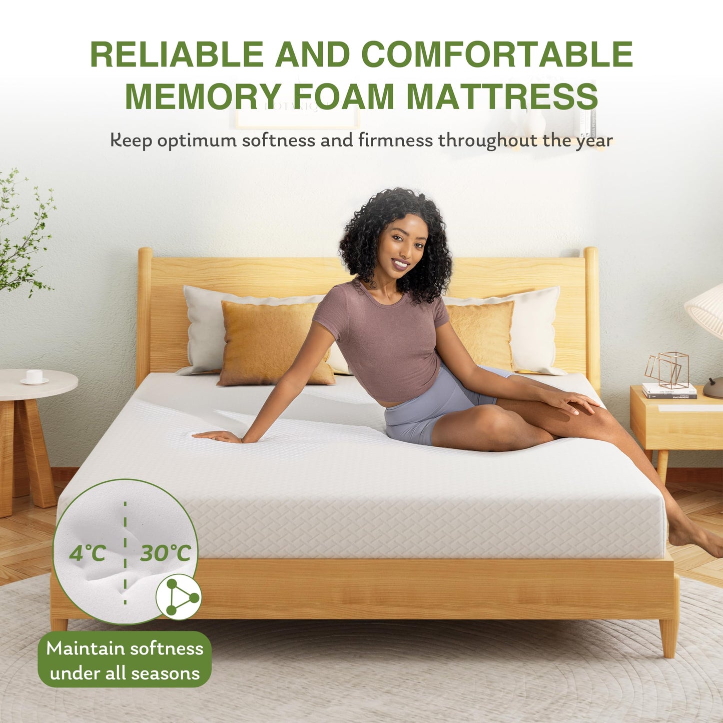 EGOHOME Full Size Memory Foam Mattress, 8 Inch Bed Mattress in A Box with Cooling Green Tea Gel, Pressure Relief with Medium Firm Support, CertiPUR-US Certified, 75''L x 54''W, ‎37.3 pounds White