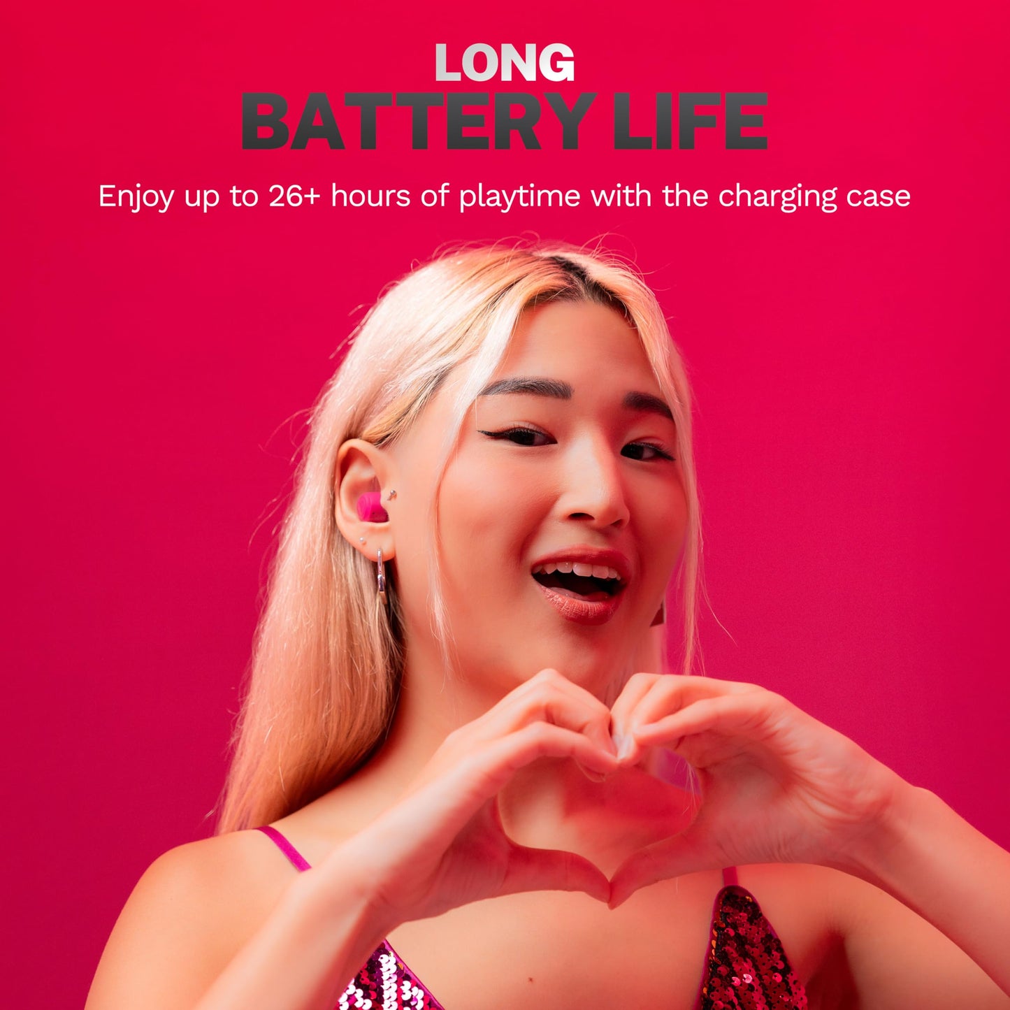 JLab Go Air Pop+ True Wireless Earbuds, in Ear Headphones, Bluetooth Earphones, 35H Playtime Ear Buds, Bluetooth Earbuds with Microphone, USB-C Charging Case, Dual Connect, EQ3 Sound, Black