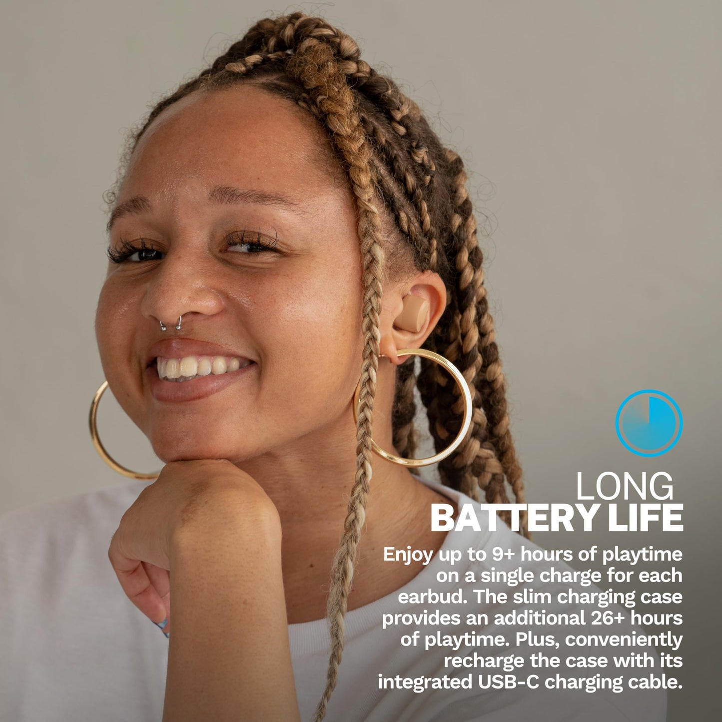 JLab Go Air Pop+ True Wireless Earbuds, in Ear Headphones, Bluetooth Earphones, 35H Playtime Ear Buds, Bluetooth Earbuds with Microphone, USB-C Charging Case, Dual Connect, EQ3 Sound, Black