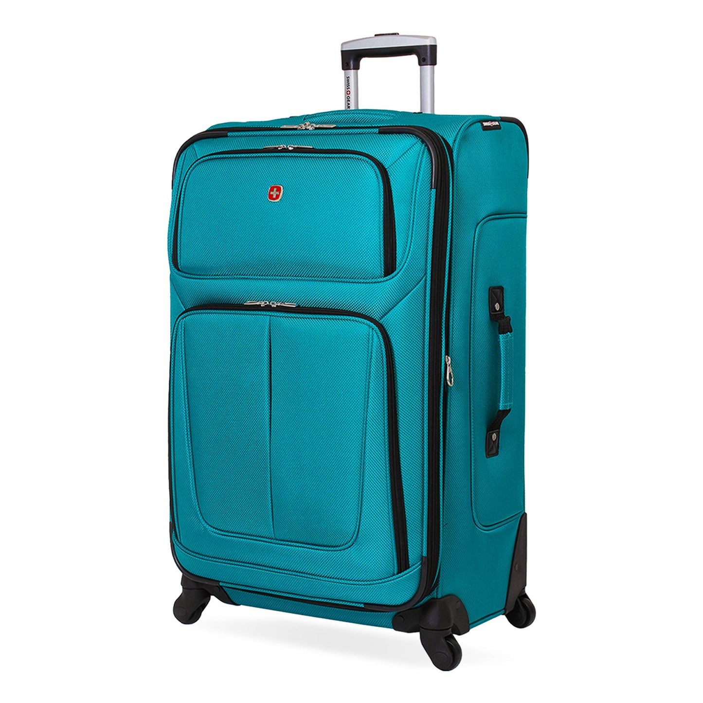SwissGear Sion Softside Expandable Luggage – Medium Checked Suitcase with 360 Degree Wheels & Retractable Handle – 25 Inch, Perfect for 1-7 Night Trips – Blue