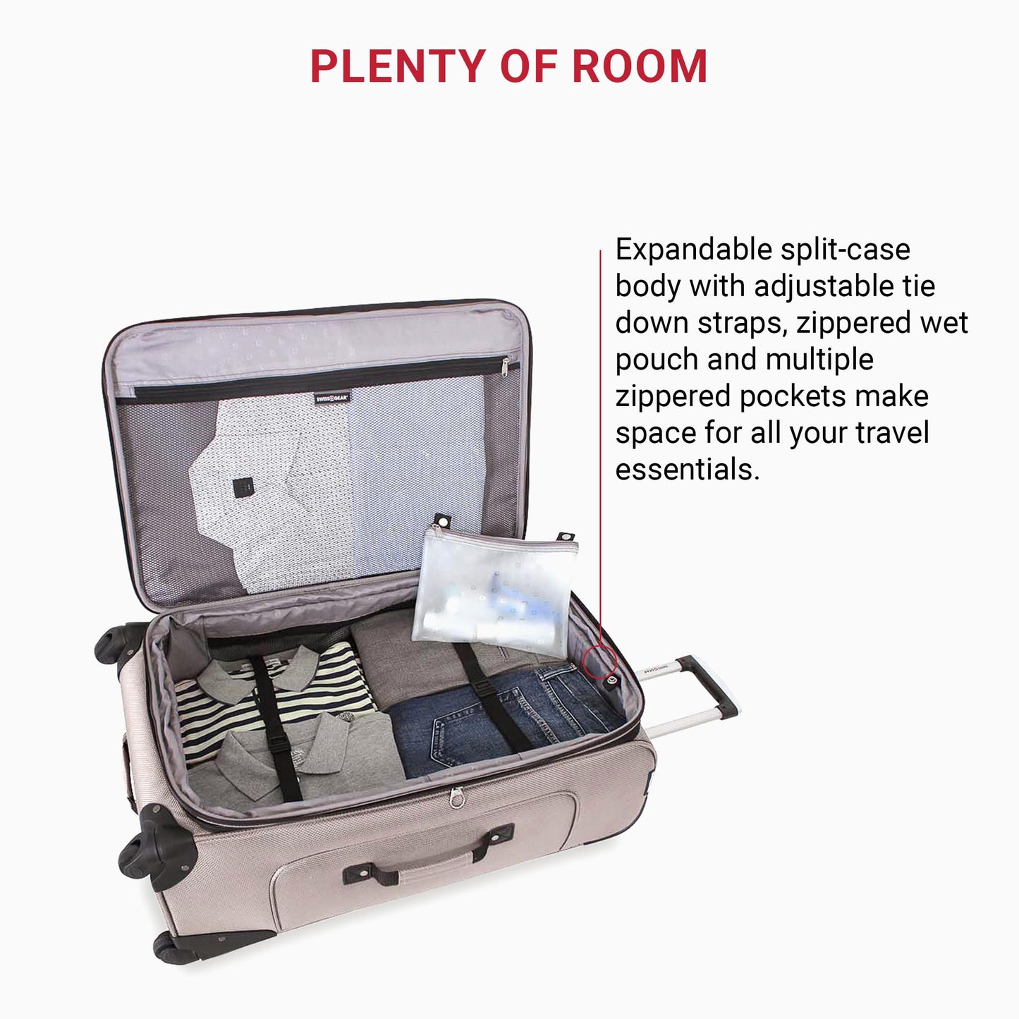 SwissGear Sion Softside Expandable Luggage – Medium Checked Suitcase with 360 Degree Wheels & Retractable Handle – 25 Inch, Perfect for 1-7 Night Trips – Blue