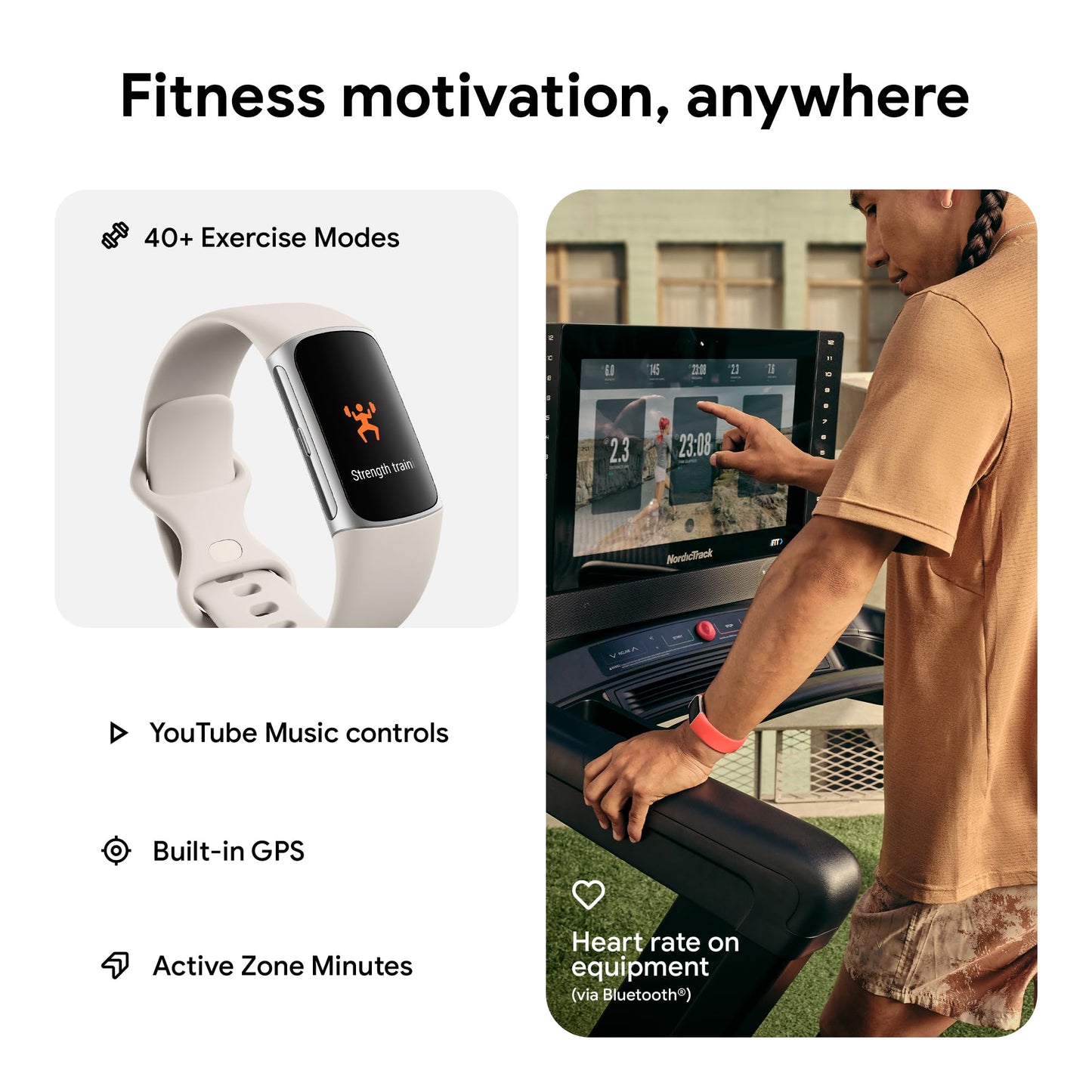 Fitbit Charge 6 Fitness Tracker with Google apps, Heart Rate on Exercise Equipment, 6-Months Premium Membership Included, GPS, Health Tools and More, Obsidian/Black, One Size (S & L Bands Included)