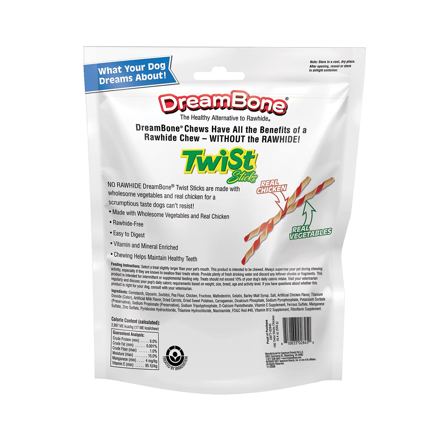 DreamBone Twist Sticks, Made With Real Chicken, Rawhide-Free Chews for Dogs, 50 Count