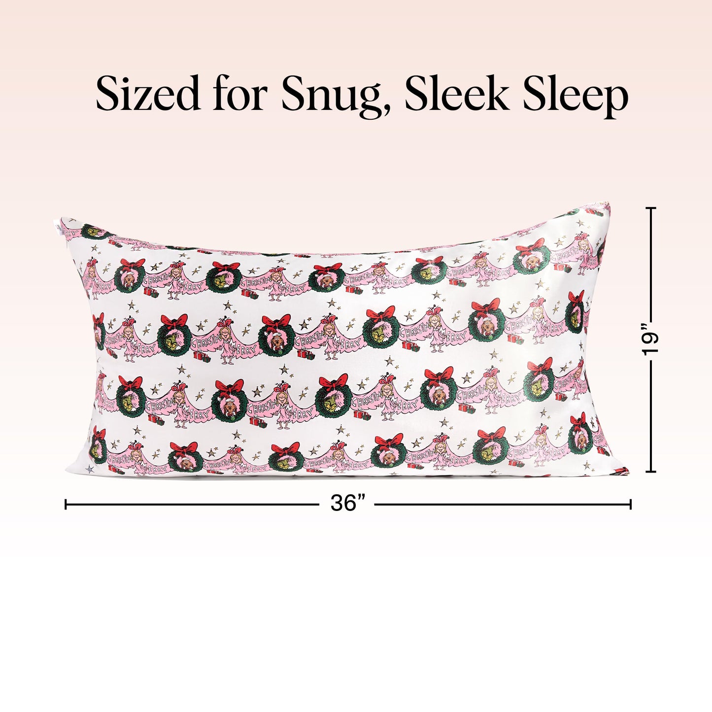 Kitsch x Elf North Pole - Satin Pillowcase with Zipper for Hair & Skin – Softer Than Silk, Cooling Pillow case, Wrinkle-Free, Machine Washable, Queen/Standard (19x26)