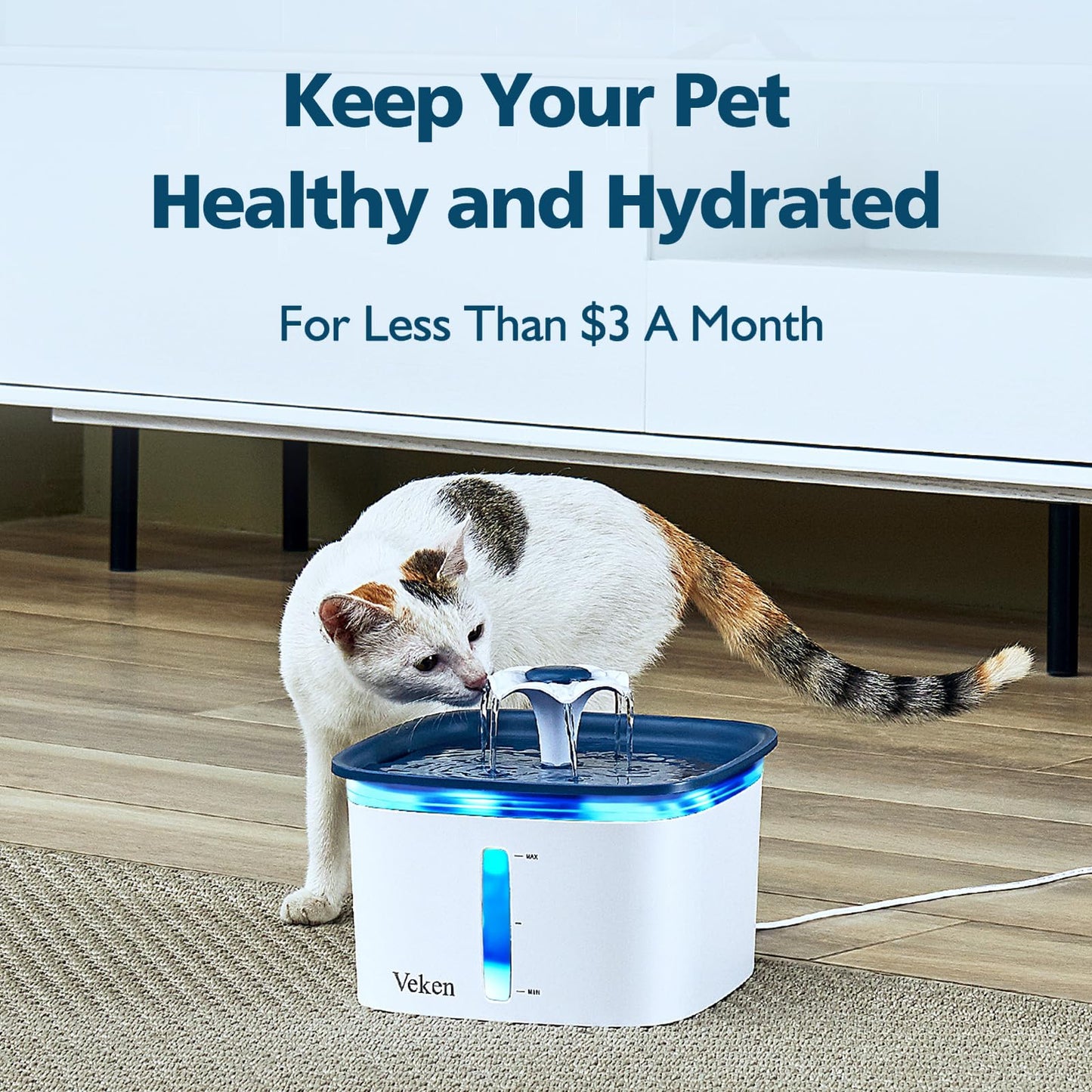 Veken Cat Water Fountain Filters, 8 Pack Replacement Filters & 8 Pack Replacement Pre-Filter Sponges Set for 50oz, 84oz, 95oz or 108oz Automatic Pet Fountain Dog Water Dispenser