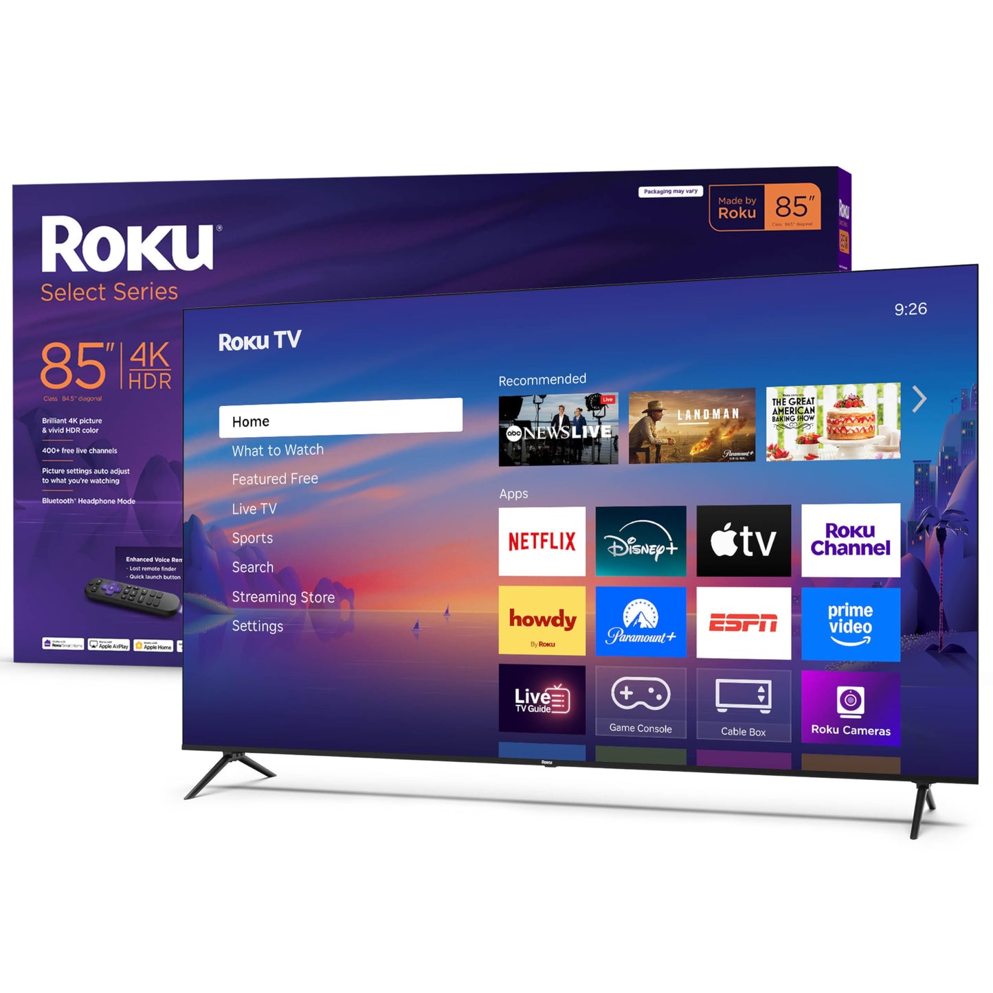 Roku Smart TV 2025 – 50-Inch Select Series, 4K HDR TV – RokuTV with Enhanced Voice Remote – Flat Screen LED Television with Wi-Fi for Streaming Live Local News, Sports, Family Entertainment