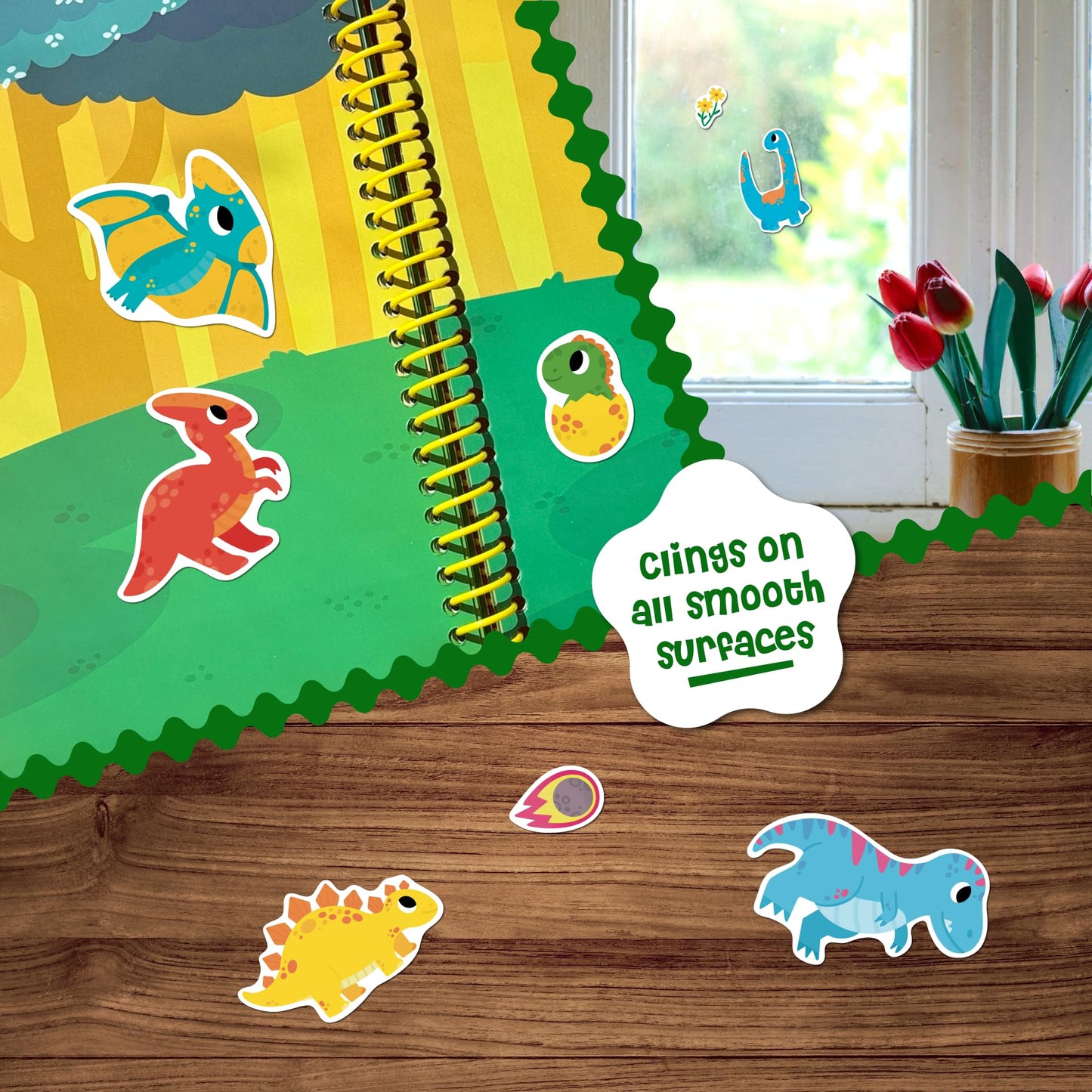 Stick4Ever Jelly Sticker Book - for Kids - Waterproof, Easy to Clean Reusable Sticker Book for Toddlers- Reusable Road Trip Activities for Kids - Stocking Stuffers for Toddlers (Forest)