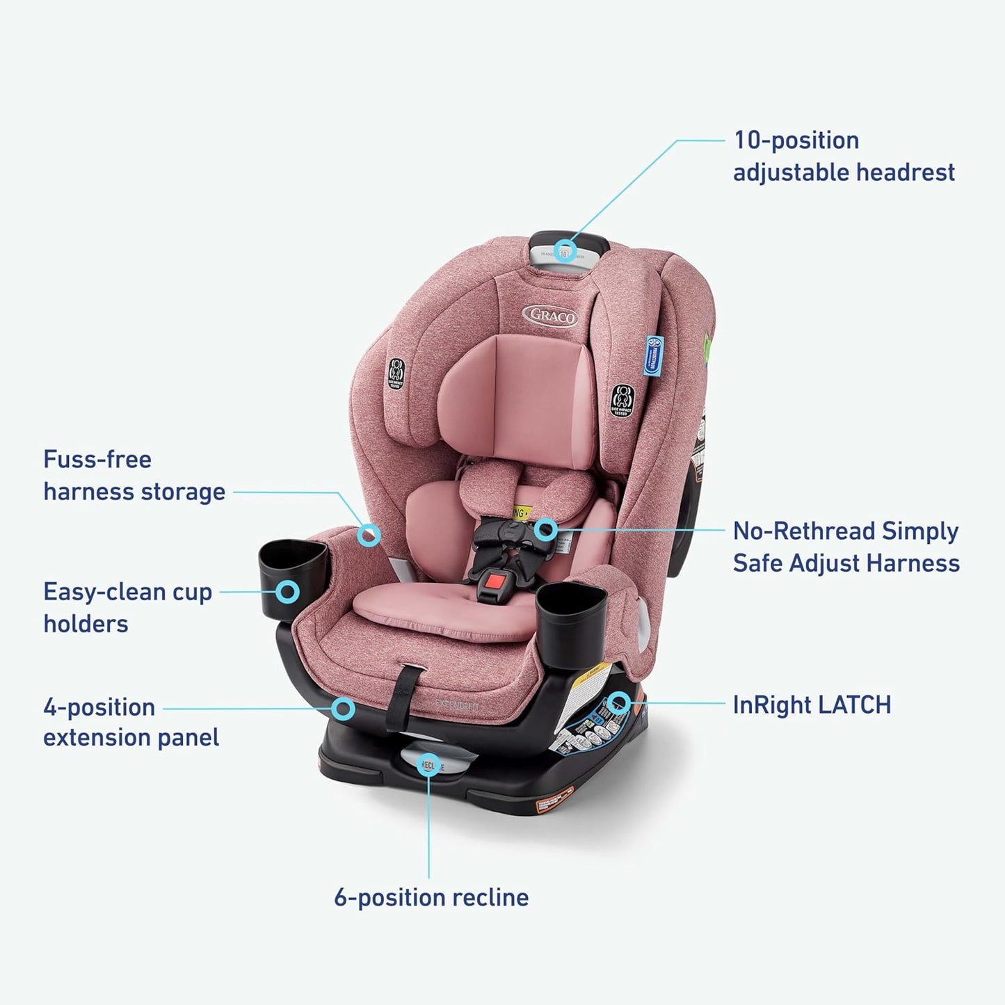 Graco Extend2Fit Convertible Baby Car Seat, Rear and Forward Facing, Adjustable Extension Panel for Extra Legroom, Gotham