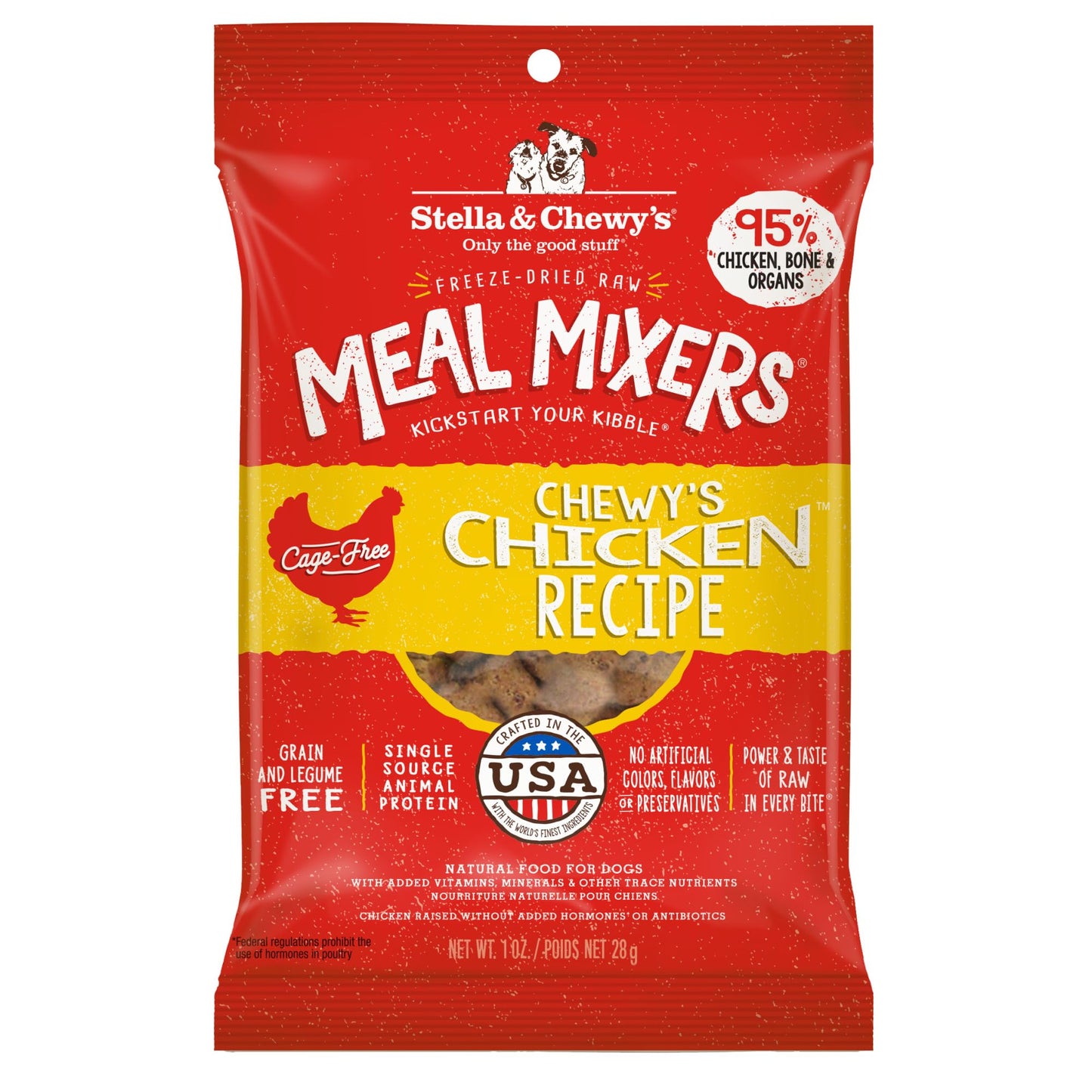 Stella & Chewy's Freeze-Dried Raw Chicken Meal Mixers- Dog Food Topper and Mixer - Made with 95% Cage-Free Chicken, Organs & Bone - Perfect for Picky Eaters - Grain-Free - 3.5oz