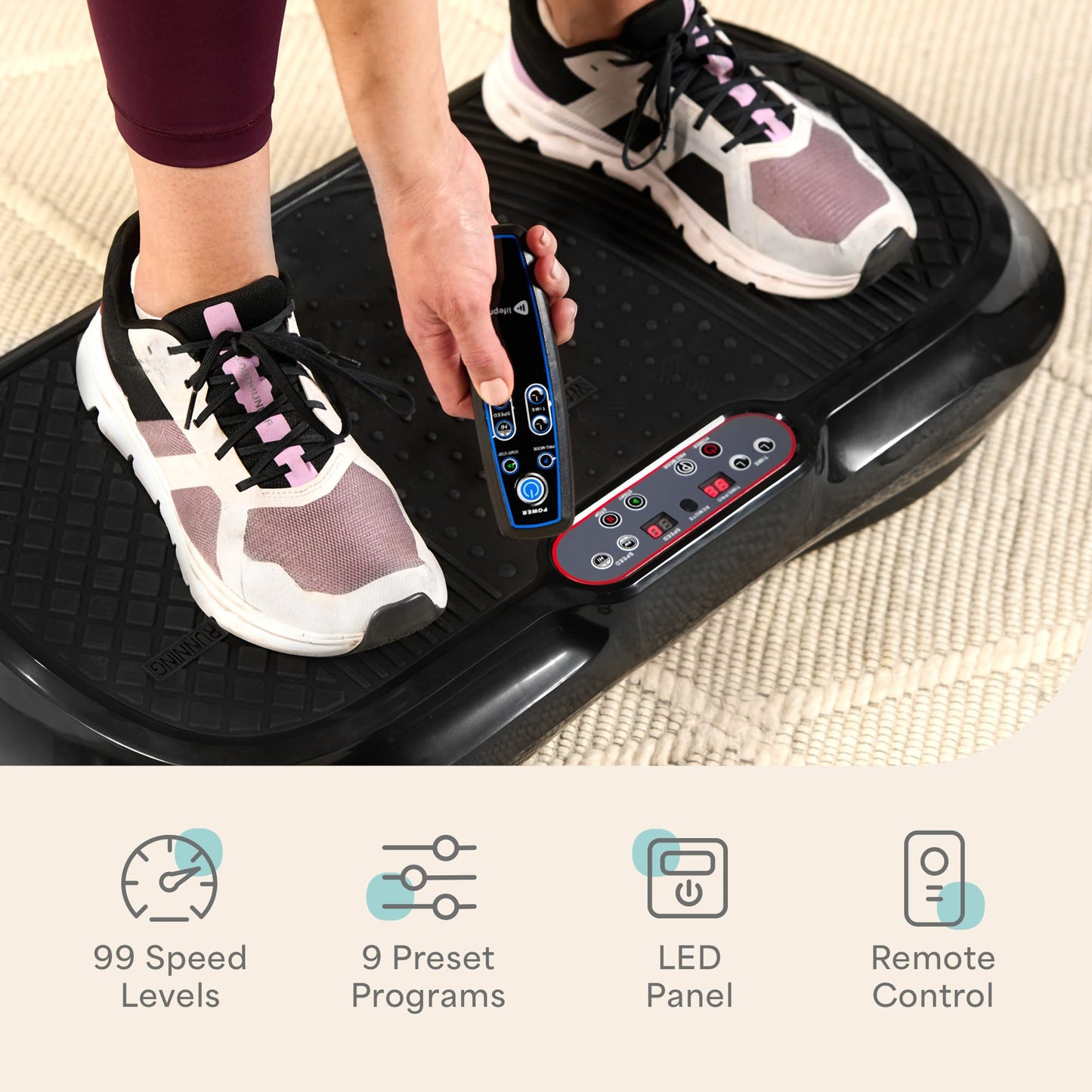 Lifepro Waver Vibration Plate Exercise Machine for Lymphatic Drainage, Muscle Activation, Full-Body Workout Vibrating Platform with Loop Bands, Fitness Equipment for Strength Toning & Fat Loss