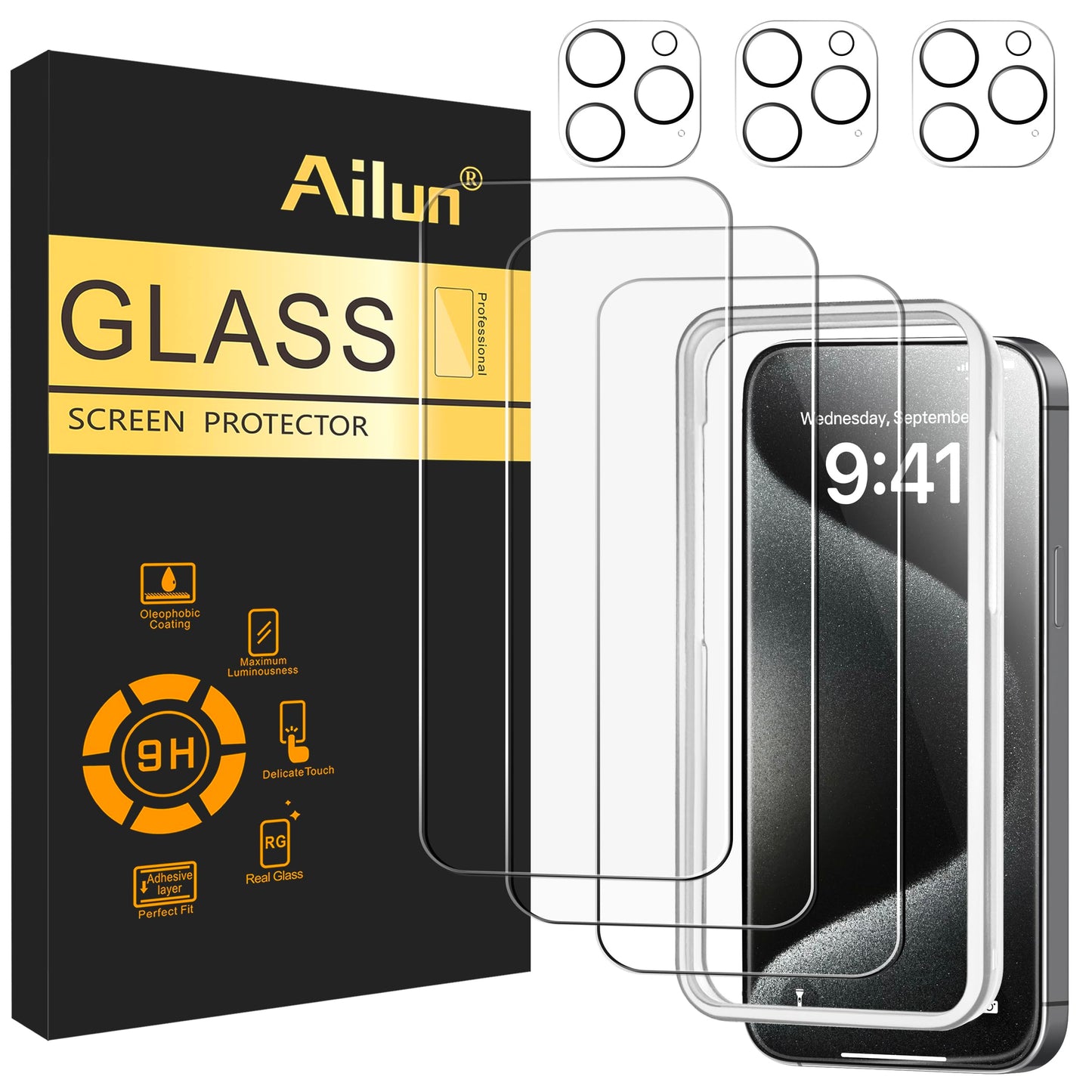 Ailun 3 Pack Screen Protector for iPhone 17 Pro Max [6.9 inch] + 3 Pack Camera Lens Protector with Installation Frame,Dynamic Island Compatible,Case Friendly[Not for iPhone 17/17 Pro/iPhone Air]