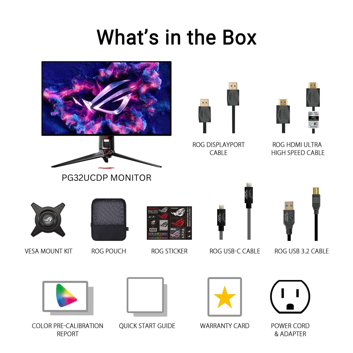 ASUS ROG Strix 32” 4K OLED Gaming Monitor (XG32UCWG) - TrueBlack Glossy OLED, Dual Mode (4K@165Hz, FHD@330Hz), 0.03ms, G-SYNC Compatible, Neo Proximity Sensor, USB-C, HDMI 2.1, 3 yr Warranty