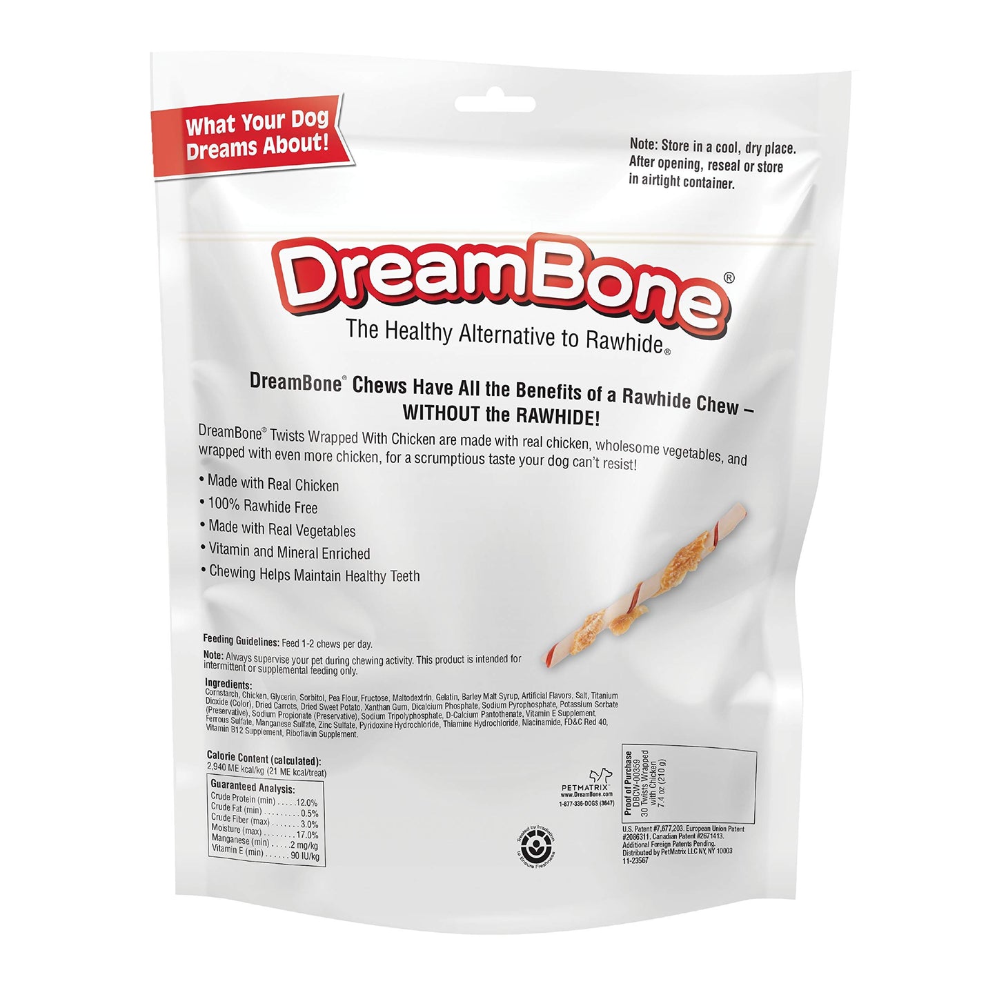 DreamBone Twist Sticks, Made With Real Chicken, Rawhide-Free Chews for Dogs, 50 Count