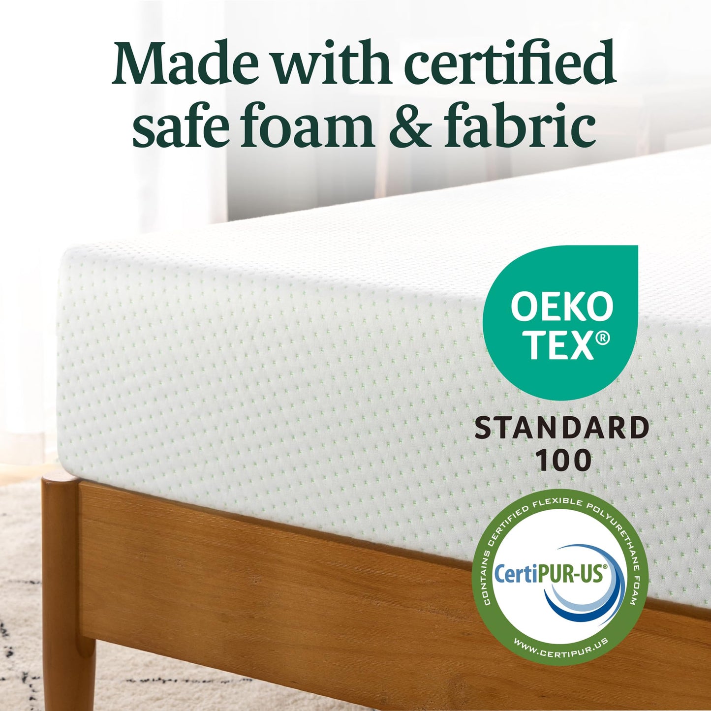 ZINUS 12 Inch King Green Tea Memory Foam Mattress [New Version], Fiberglass free, Medium Firm Feel, Zoned Pressure Relief, Certified Safe Foams & Fabric, Mattress in A Box