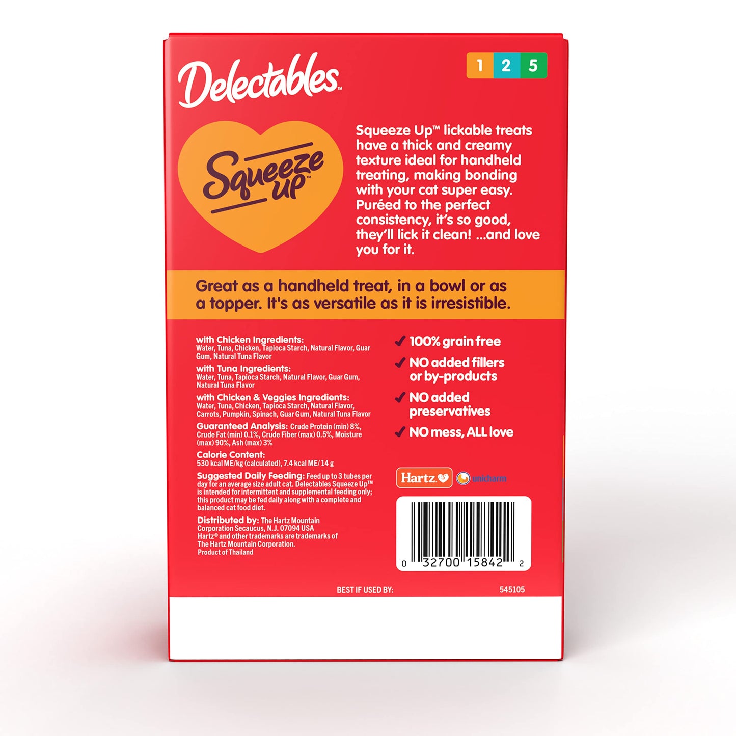 Delectables Squeeze Up Variety Pack, Creamy Squeezable Puree, Lickable Wet Cat Treats, Grain Free, No Added Fillers, No By-Products, No Added Preservatives, 0.5 Ounces Tube, 24 Tubes Total