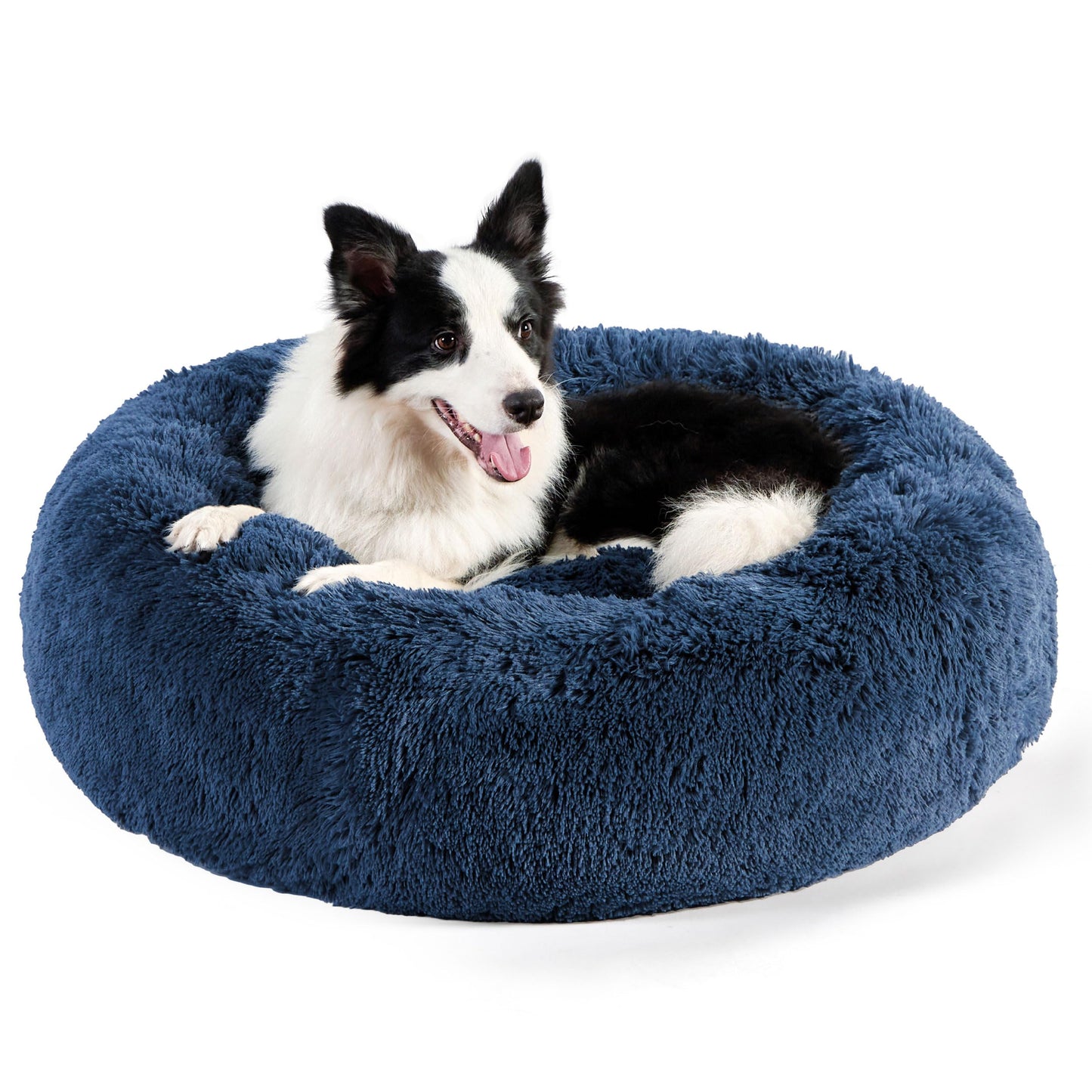 Bedsure Calming Dog Bed Medium Size Dog - Donut Washable Medium Pet Bed, 30 inches Anti-Slip Round Fluffy Plush Faux Fur Cat Bed, Fits up to 45 lbs Pets, Camel