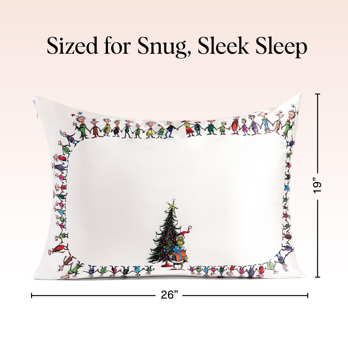 Kitsch x Elf North Pole - Satin Pillowcase with Zipper for Hair & Skin – Softer Than Silk, Cooling Pillow case, Wrinkle-Free, Machine Washable, Queen/Standard (19x26)