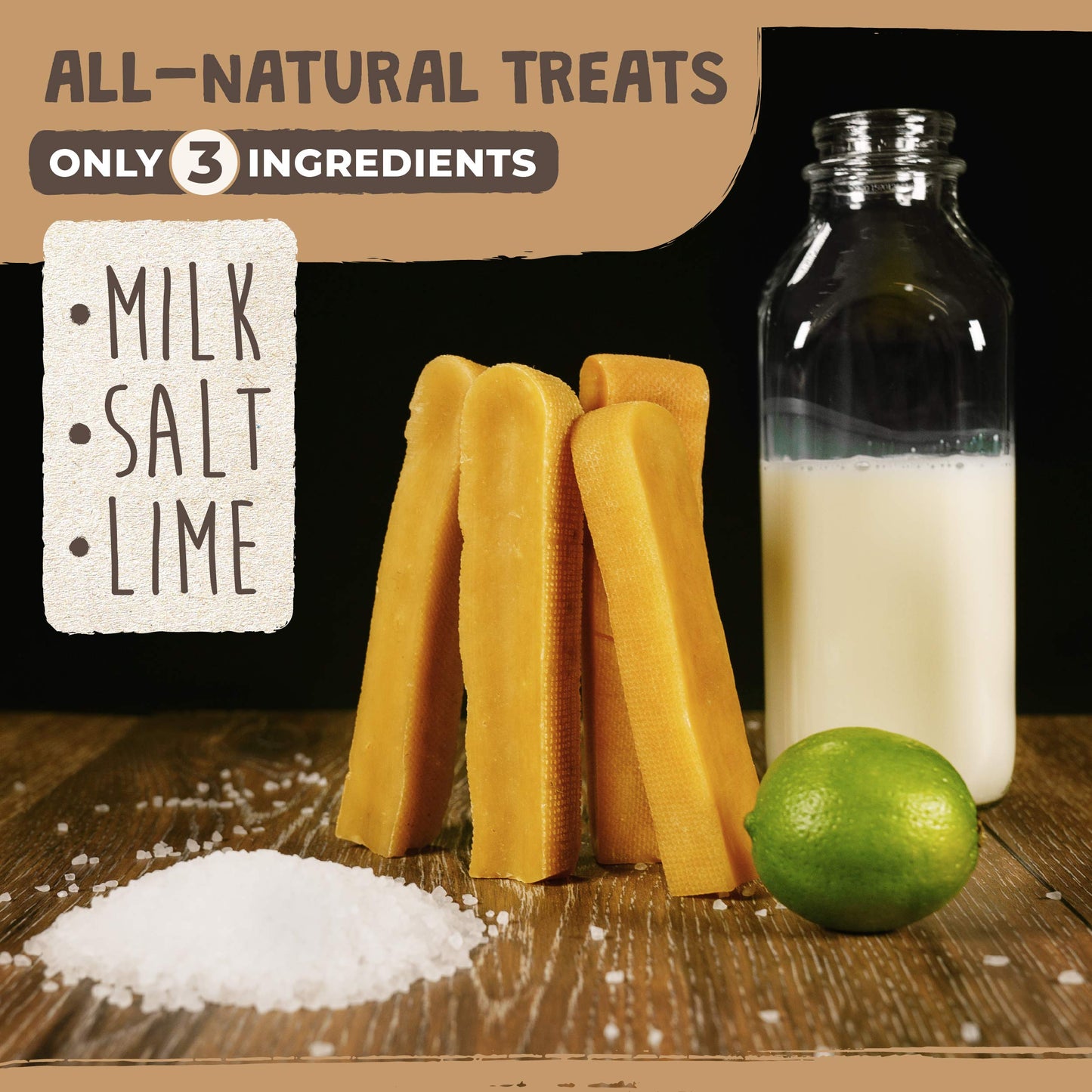 Mighty Paw Yak Cheese Dog Chews – All-Natural Long Lasting Hard Chew for Aggressive Chewers – High Protein, Odor-Free Dog Treat – 3 Ingredient Natural Yak Chews for Large Dogs – (4 Pack)