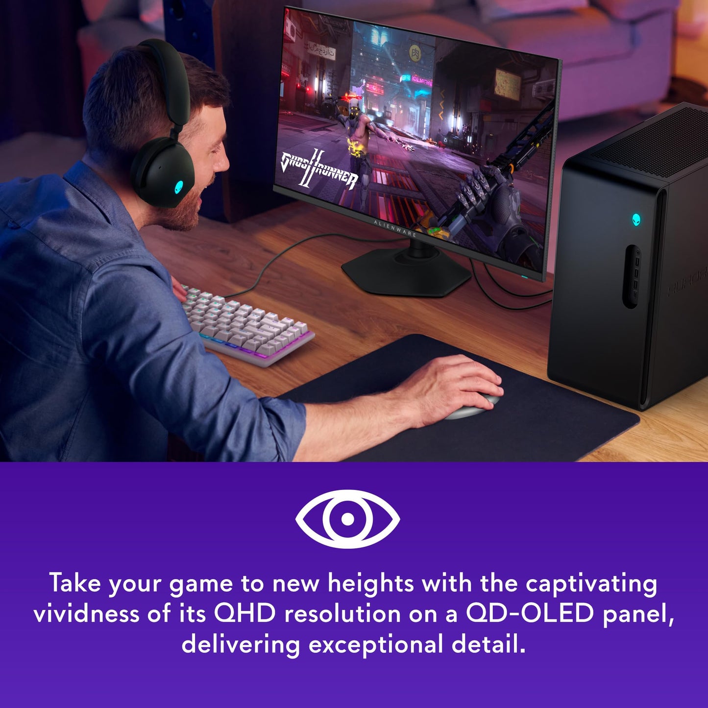 Alienware AW3423DWF Curved QD-OLED Gaming Monitor - 34-inch Quantum Dot OLED 0.1Ms 165Hz 21:9 Curved Display, 99.3% DCI-P3 Color Gamut, VESA DisplayHDR True Black 400, AMD FreeSync Premium Pro - Black