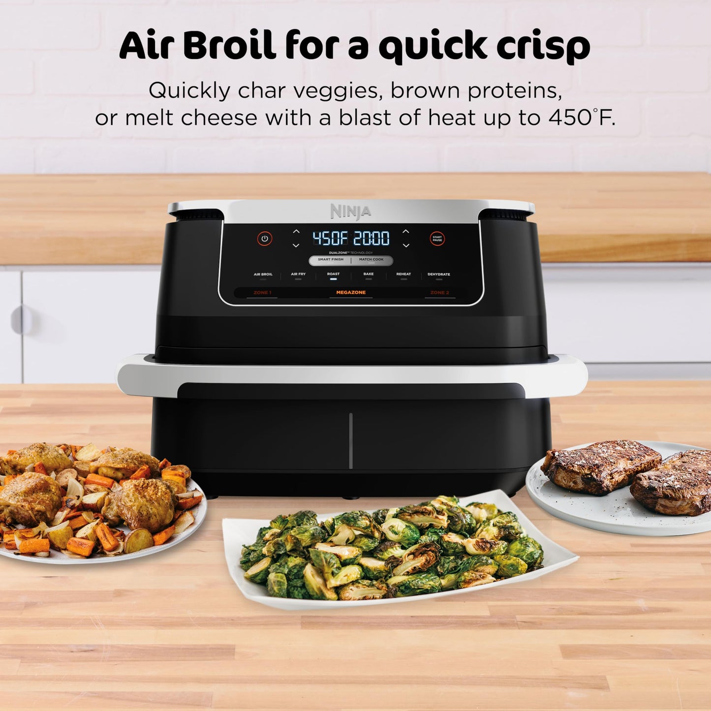 Ninja DZ401 Foodi 10 Quart 6-in-1 DualZone XL 2-Basket Air Fryer with 2 Independent Frying Baskets, Match Cook & Smart Finish to Roast, Broil, Dehydrate for Quick, Easy Family-Sized Meals, Grey