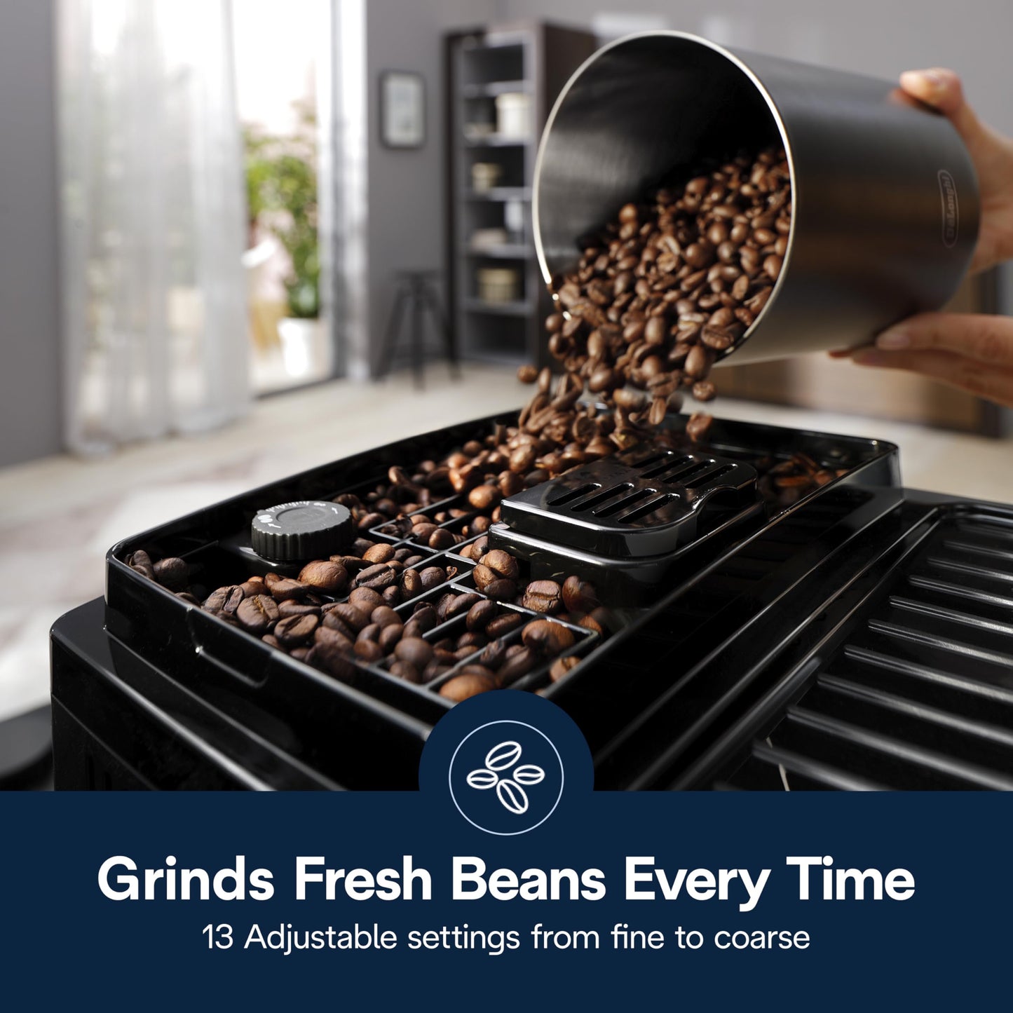 De'Longhi Magnifica Plus Fully Automatic Espresso Machine - Brew 18+ One Touch Coffee Recipes for up to 4 User Profiles, Automatic Milk Steam Wand & Built-in Grinder, Touchscreen Display