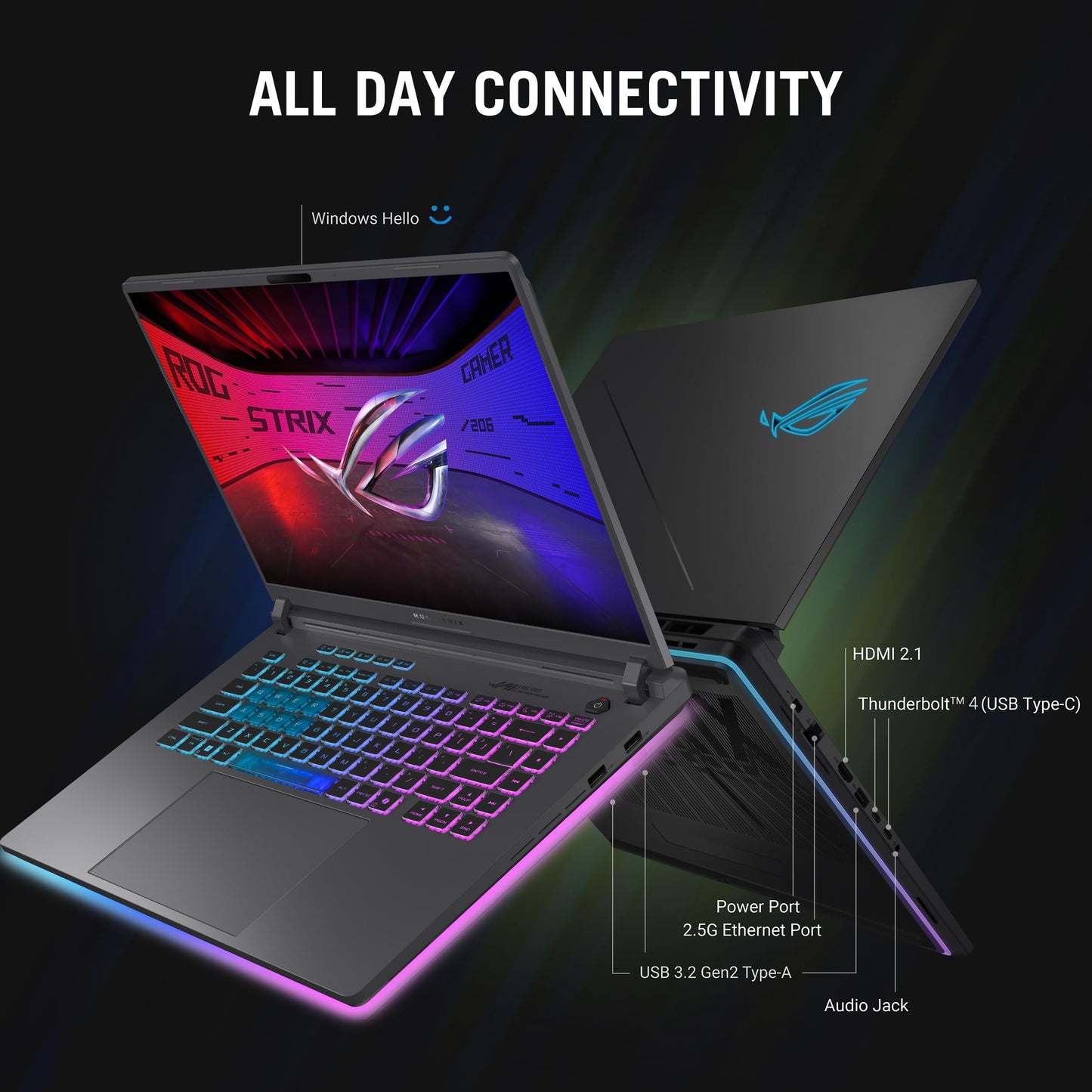 ASUS ROG Strix G16 (2025) Gaming Laptop, 16” ROG Nebula Display 16:10 2.5K 240Hz/3ms, NVIDIA® GeForce RTX™ 5070 Ti GPU, Intel® Core™ Ultra 9 275HX Processor, 32GB DDR5, 1TB SSD, Wi-Fi 7, Win11 Home