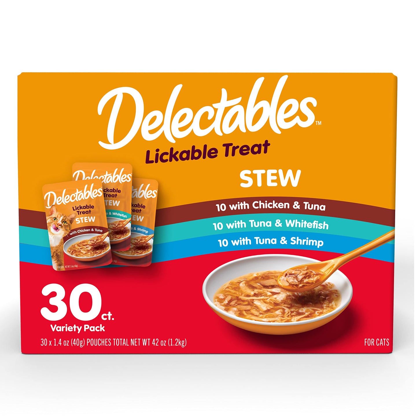 Hartz Delectables Stew Lickable Wet Cat Treats for Adult & Senior Cats, Variety Pack, 1.4 Ounce (Pack of 12)