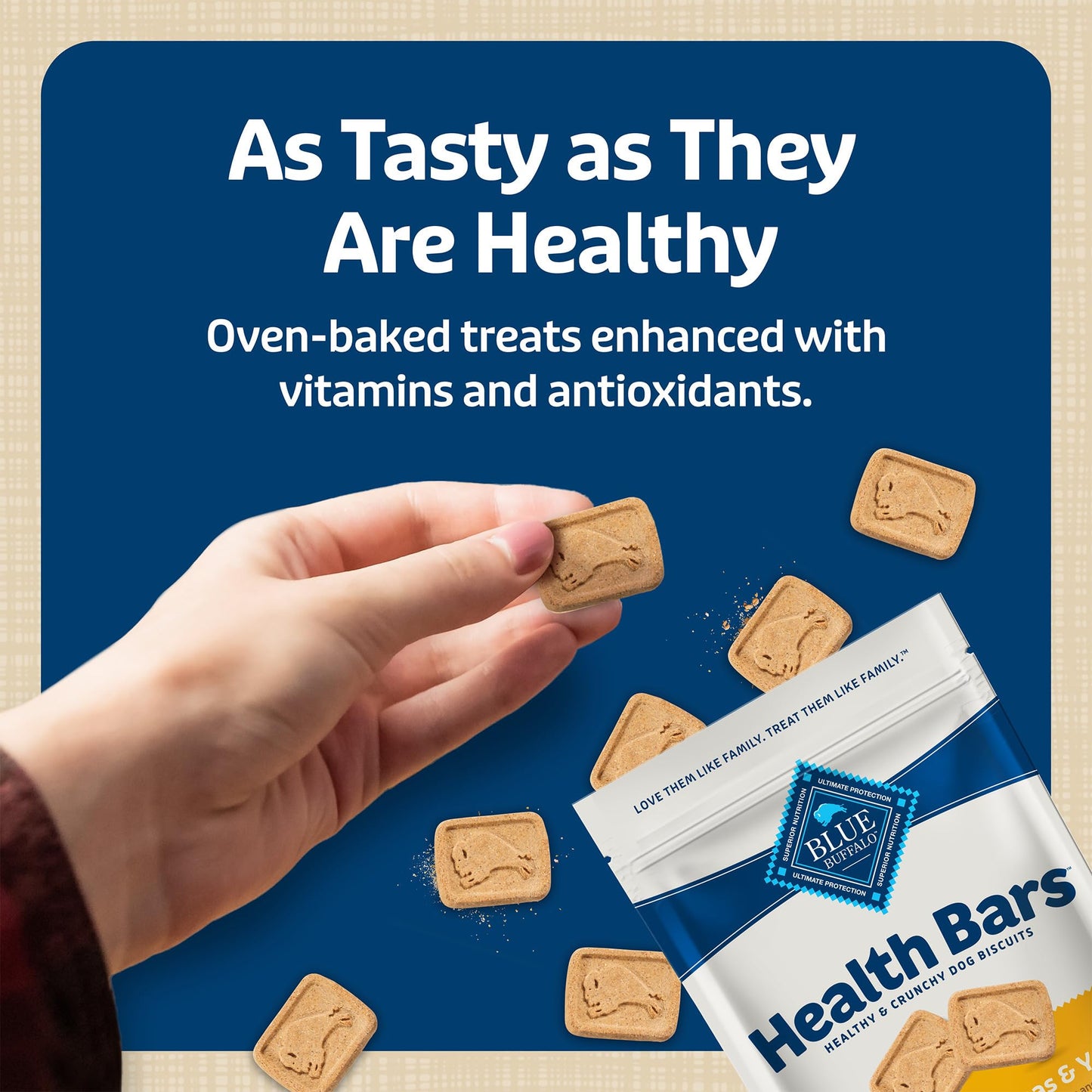 Blue Buffalo Health Bars Crunchy Dog Biscuits, Oven-Baked With Natural Ingredients, Pumpkin & Cinnamon, 16-oz Bag