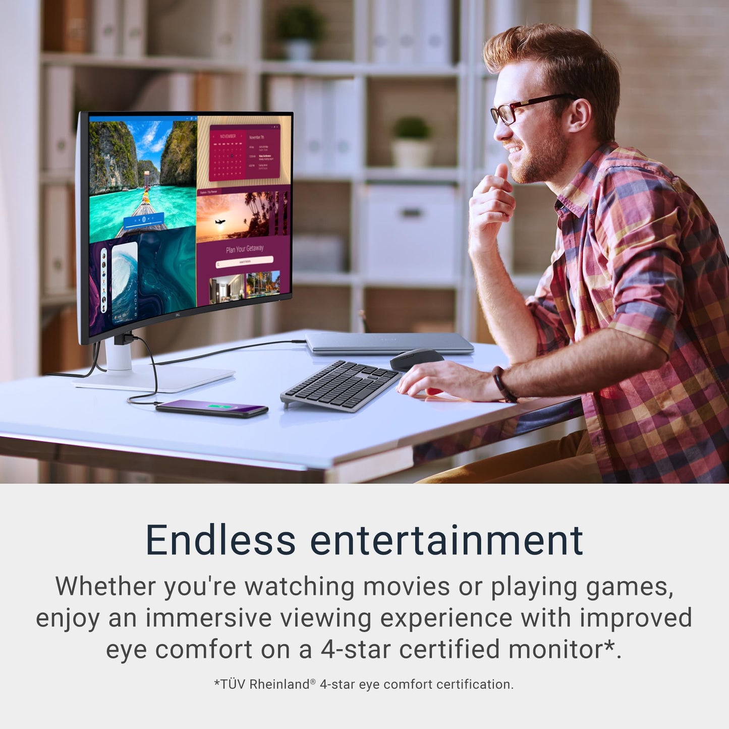 Dell 27 Plus 4K USB-C Monitor - S2725QC - 27-inch 4K (3840 x 2160) 120Hz 16:9 Display, AMD FreeSync Premium, sRGB 99%, Integrated Speakers, 1500:1 Contrast Ratio, Comfortview Plus - Ash White