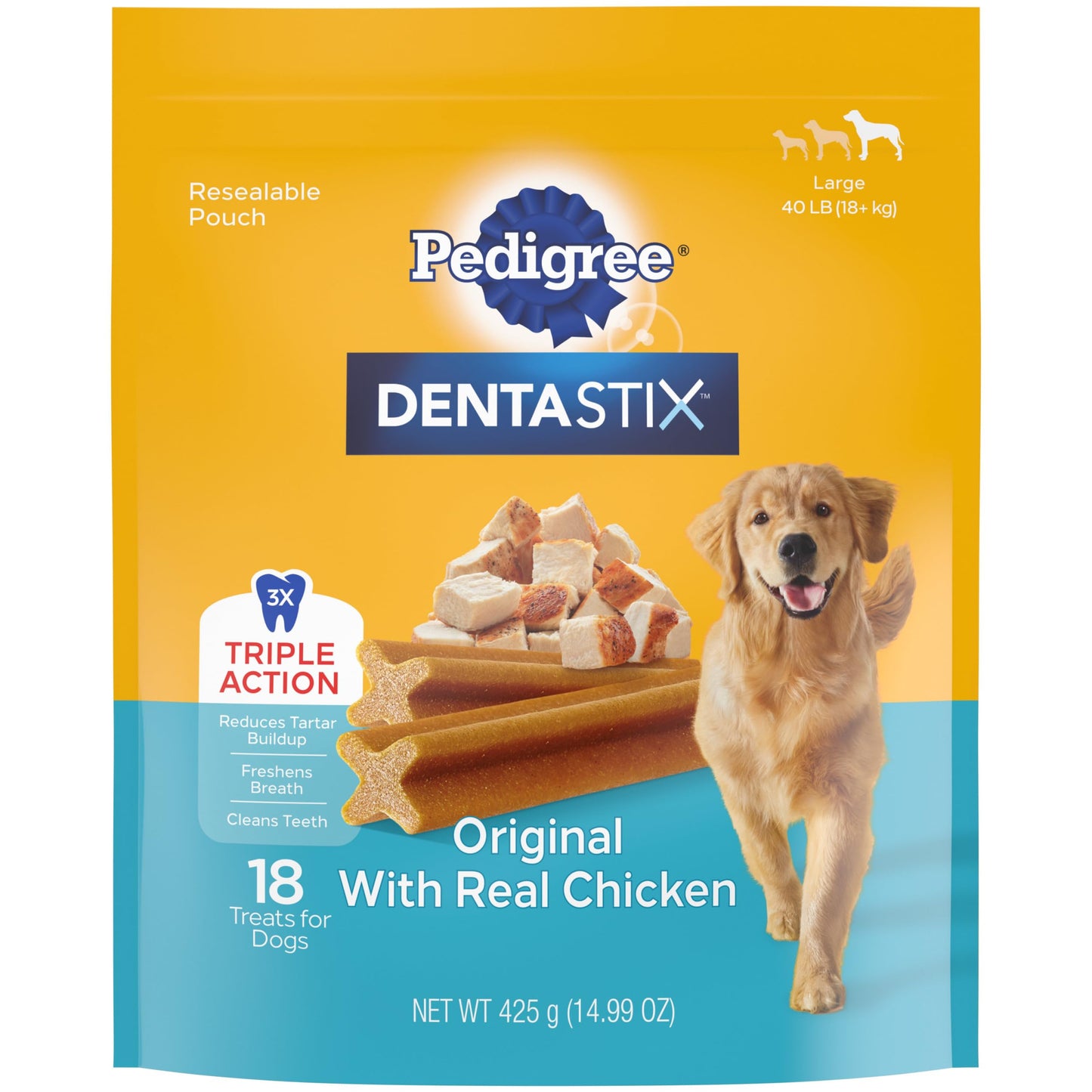 Pedigree Dentastix Large Breed Dog Treats, Fresh Flavor, 1.87 lb. Bag (36 Treats)