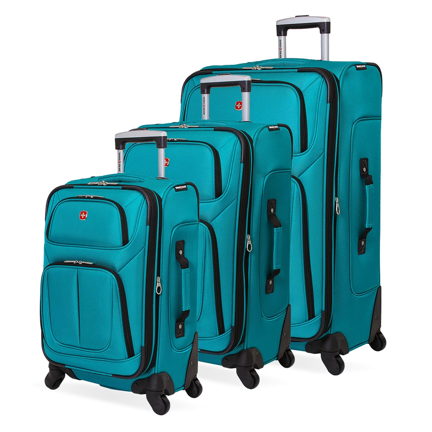 SwissGear Sion Softside Expandable Luggage – Medium Checked Suitcase with 360 Degree Wheels & Retractable Handle – 25 Inch, Perfect for 1-7 Night Trips – Blue