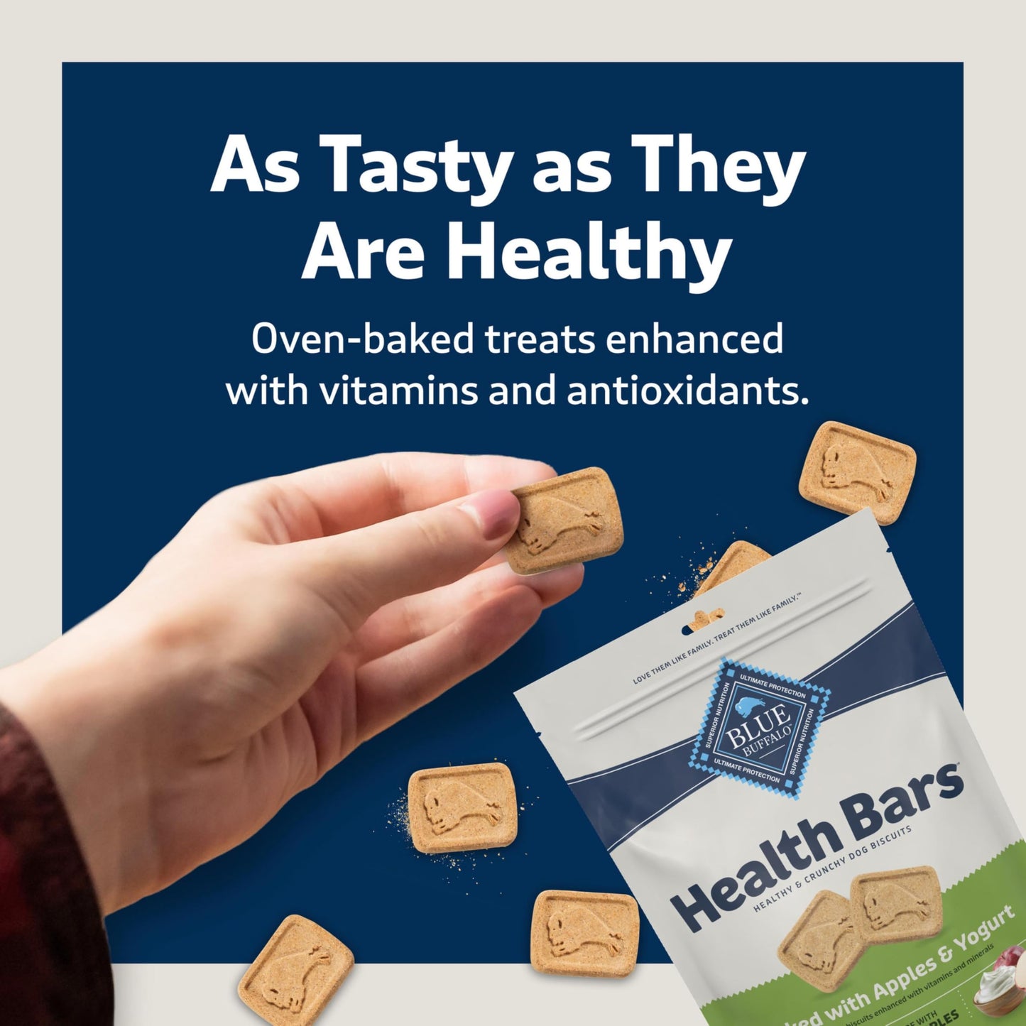 Blue Buffalo Health Bars Crunchy Dog Biscuits, Oven-Baked With Natural Ingredients, Pumpkin & Cinnamon, 16-oz Bag