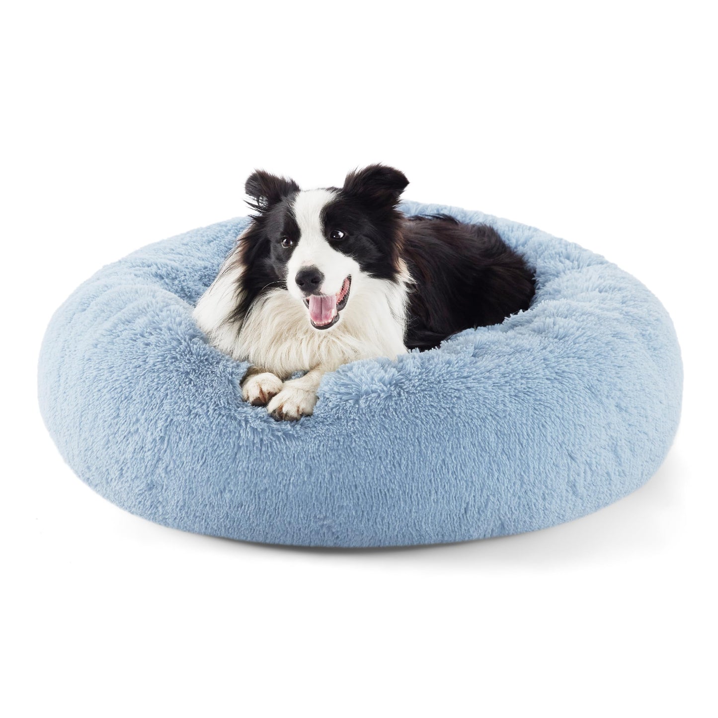 Bedsure Calming Dog Bed Medium Size Dog - Donut Washable Medium Pet Bed, 30 inches Anti-Slip Round Fluffy Plush Faux Fur Cat Bed, Fits up to 45 lbs Pets, Camel