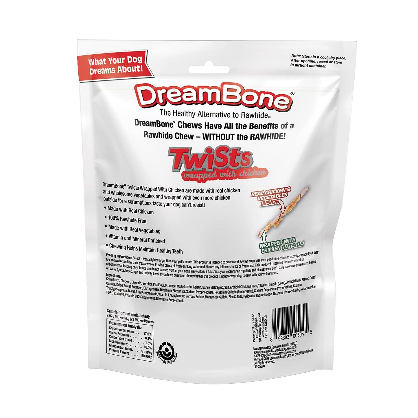 DreamBone Twist Sticks, Made With Real Chicken, Rawhide-Free Chews for Dogs, 50 Count