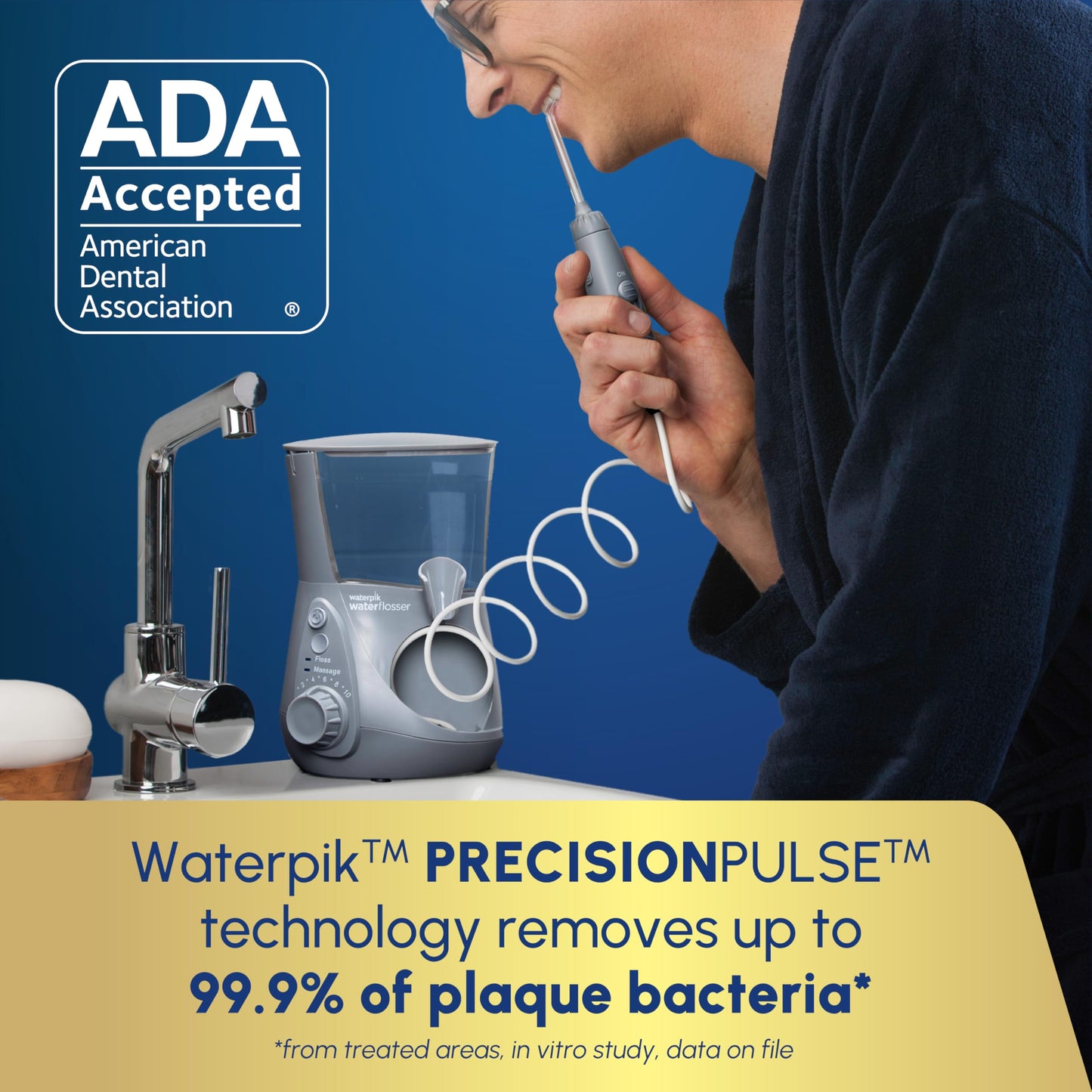 Waterpik Aquarius Water Flosser For Teeth Cleaning, Gums, Braces, Dental Care, Electric Power With 10 Settings, 7 Tips For Multiple Users And Needs, ADA Accepted, White WP-660, Packaging May Vary