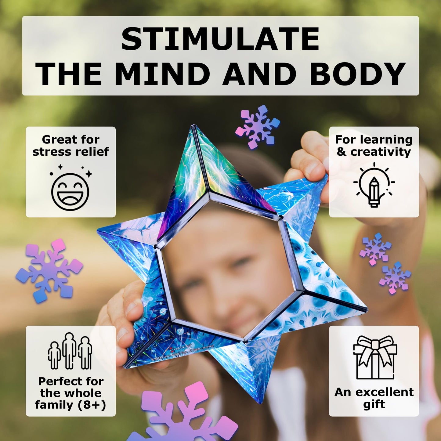 SHASHIBO Shape Shifting Box - Award-Winning Fidget Toy w/ 36 Rare Earth Magnets - Fidget Cube Transforms Into Over 70 Shapes, Sensory Toy Gift for Kids, Teens, and Adults (Vapor)