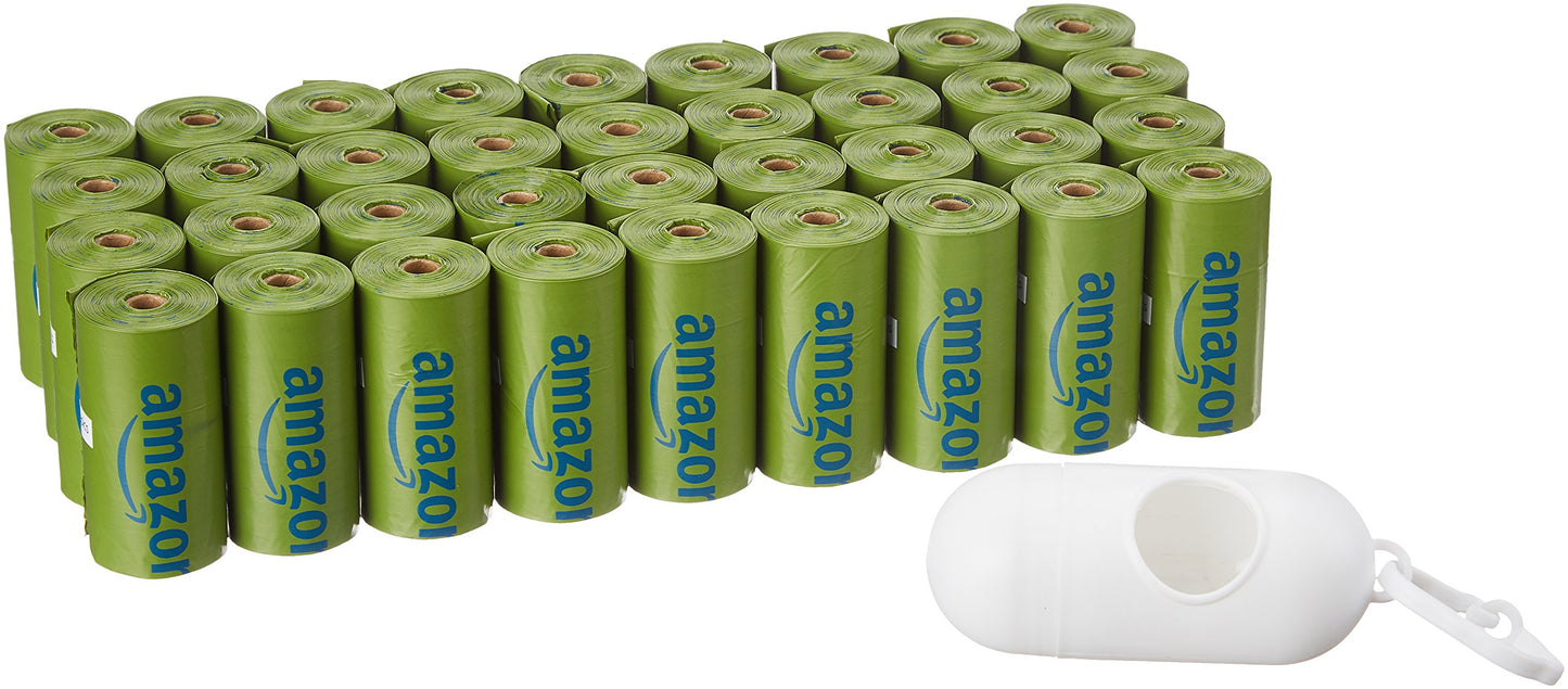 Amazon Basics Dog Poop Bags with Dispenser, 540 Count, Enhanced for Guaranteed Leakproof, Lavender Scented, Includes Leash Clip