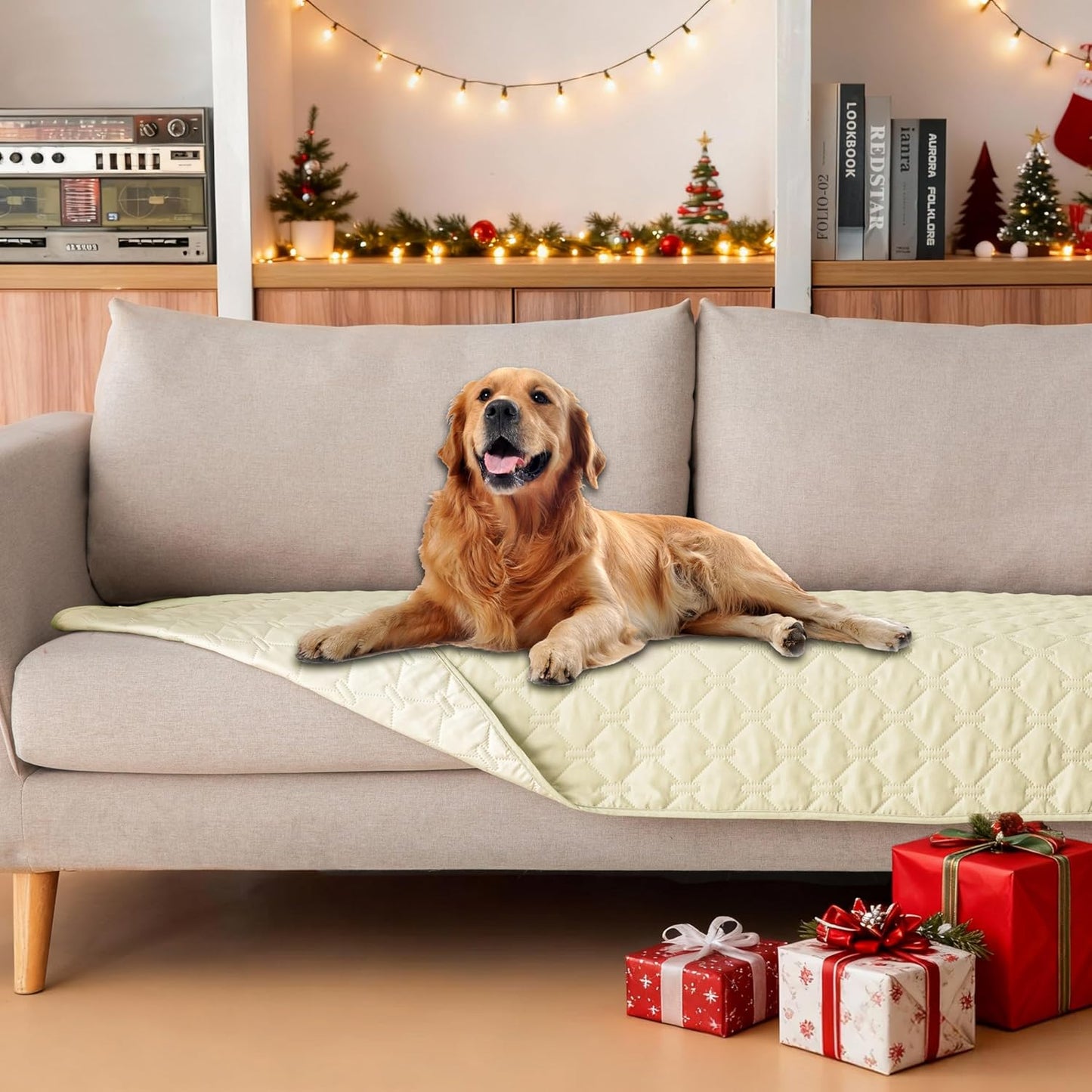 gogobunny 3X Stronger Waterproof Pet Blanket, Scratch Proof Furniture Protector for Dogs Cats, Reversible Cover 30x70 Inch, Dark Grey/Light Grey