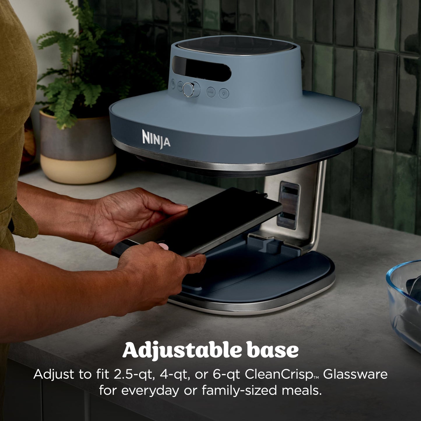 Ninja Crispi Pro 6-in-1 Glass Air Fryer | 6qt & 2.5qt Glass Containers with Storage Lids | Non-Toxic | Meal Prep, Microwave, Freezer & Dishwasher Safe | Air Fry, Bake & More | Cyberspace | AS101CY