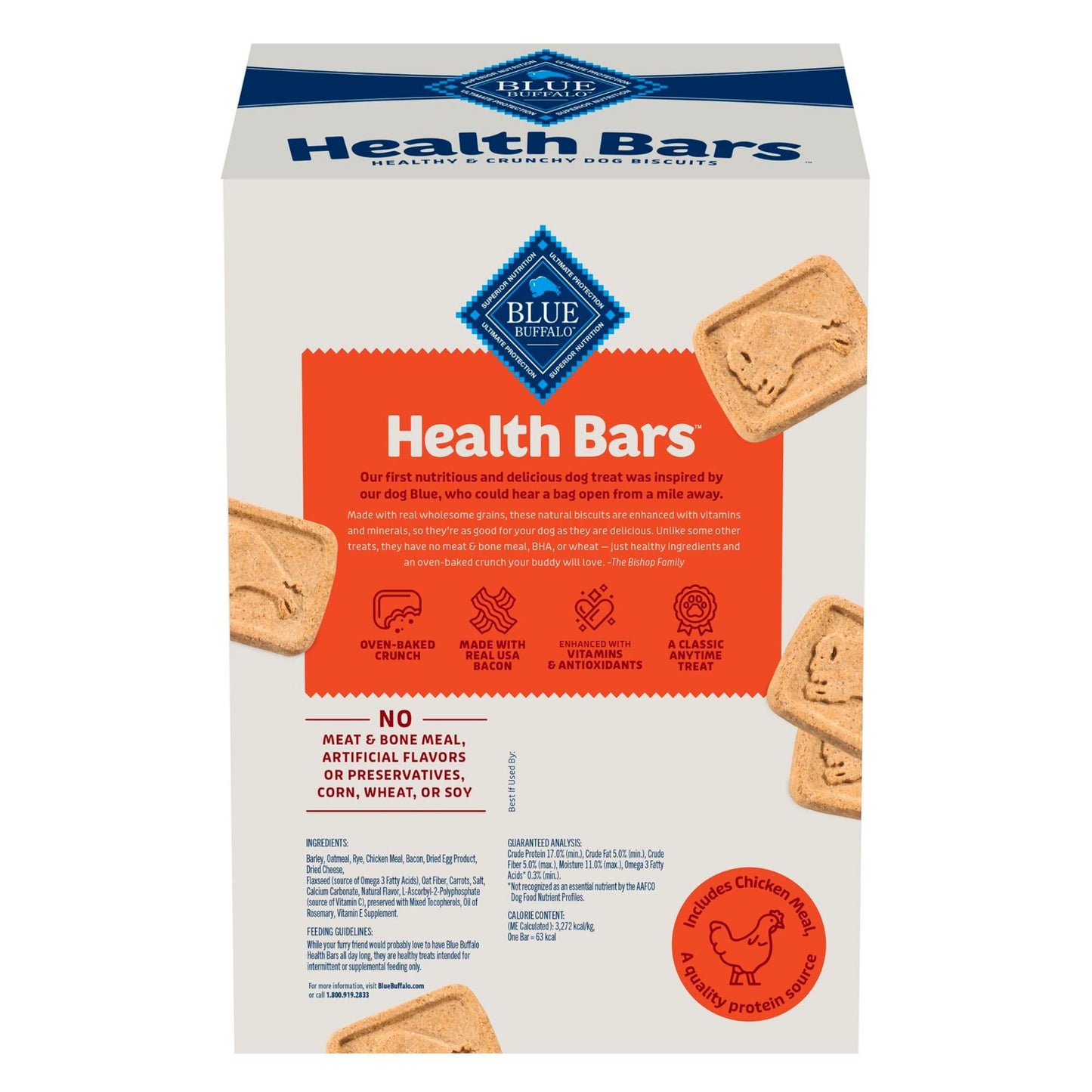 Blue Buffalo Health Bars Crunchy Dog Biscuits, Oven-Baked With Natural Ingredients, Pumpkin & Cinnamon, 16-oz Bag