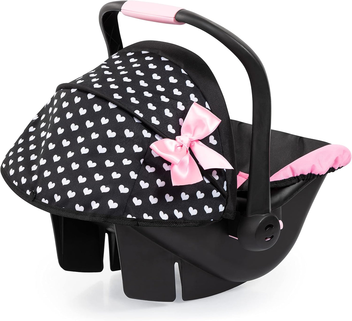 Bayer Design Dolls: Deluxe Car Seat: Hearts Black & Pink - Pretend Play Accessory for Dolls/Plushes Up to 18", Ages 3+, Large