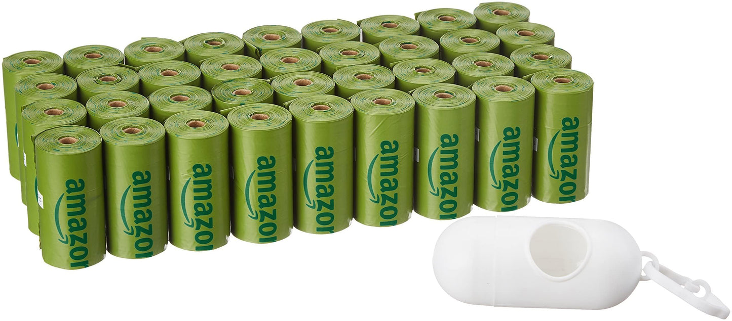 Amazon Basics Dog Poop Bags with Dispenser, 540 Count, Enhanced for Guaranteed Leakproof, Lavender Scented, Includes Leash Clip