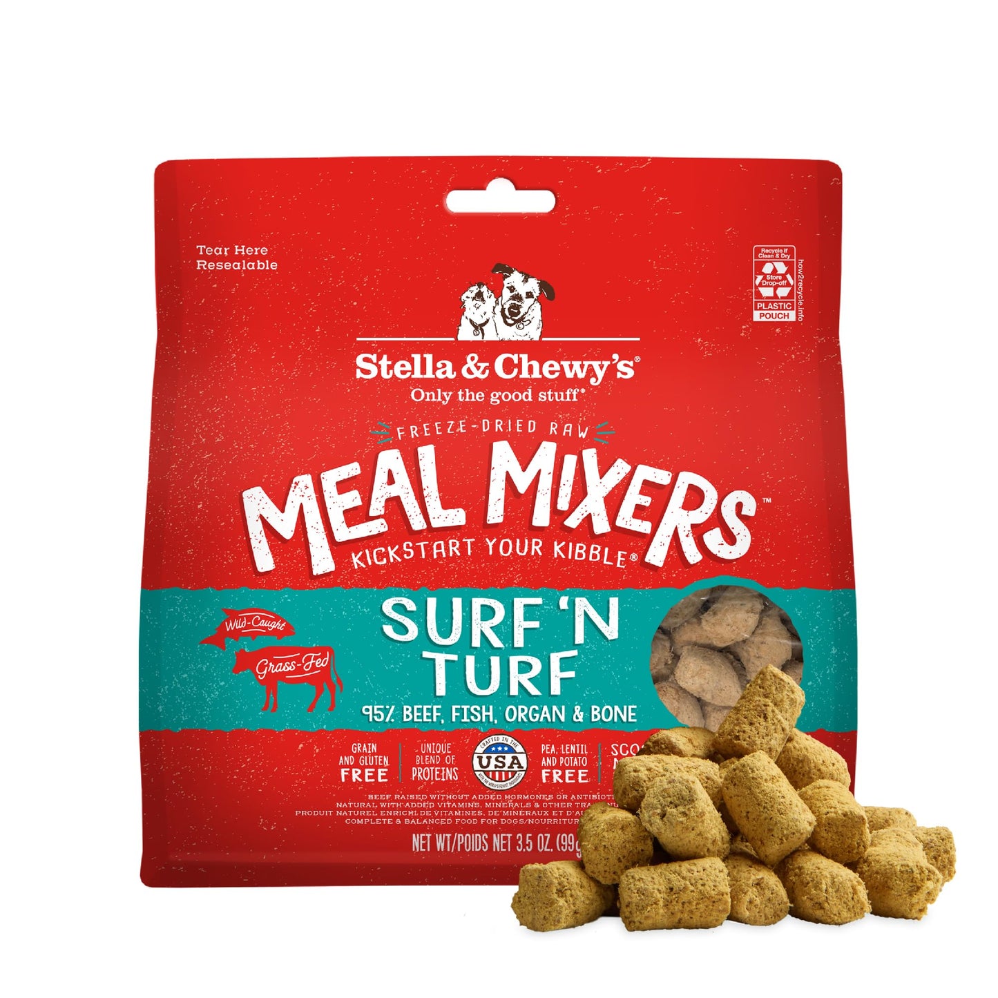 Stella & Chewy's Freeze-Dried Raw Chicken Meal Mixers- Dog Food Topper and Mixer - Made with 95% Cage-Free Chicken, Organs & Bone - Perfect for Picky Eaters - Grain-Free - 3.5oz