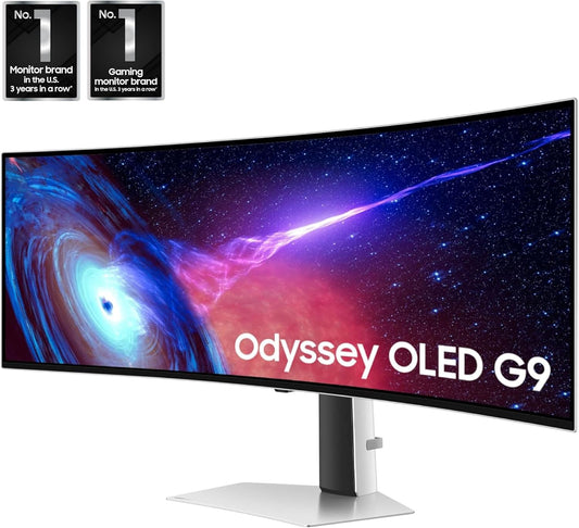 Samsung 49" Odyssey OLED (G93SC) Series Curved Gaming Monitor w QD-OLED, 240Hz, 0.03ms, DQHD, G-Sync Compatible, AMD FreeSync Premium Pro,Height Adjustable Stand,3 Yr Warranty,LS49CG932SNXZA