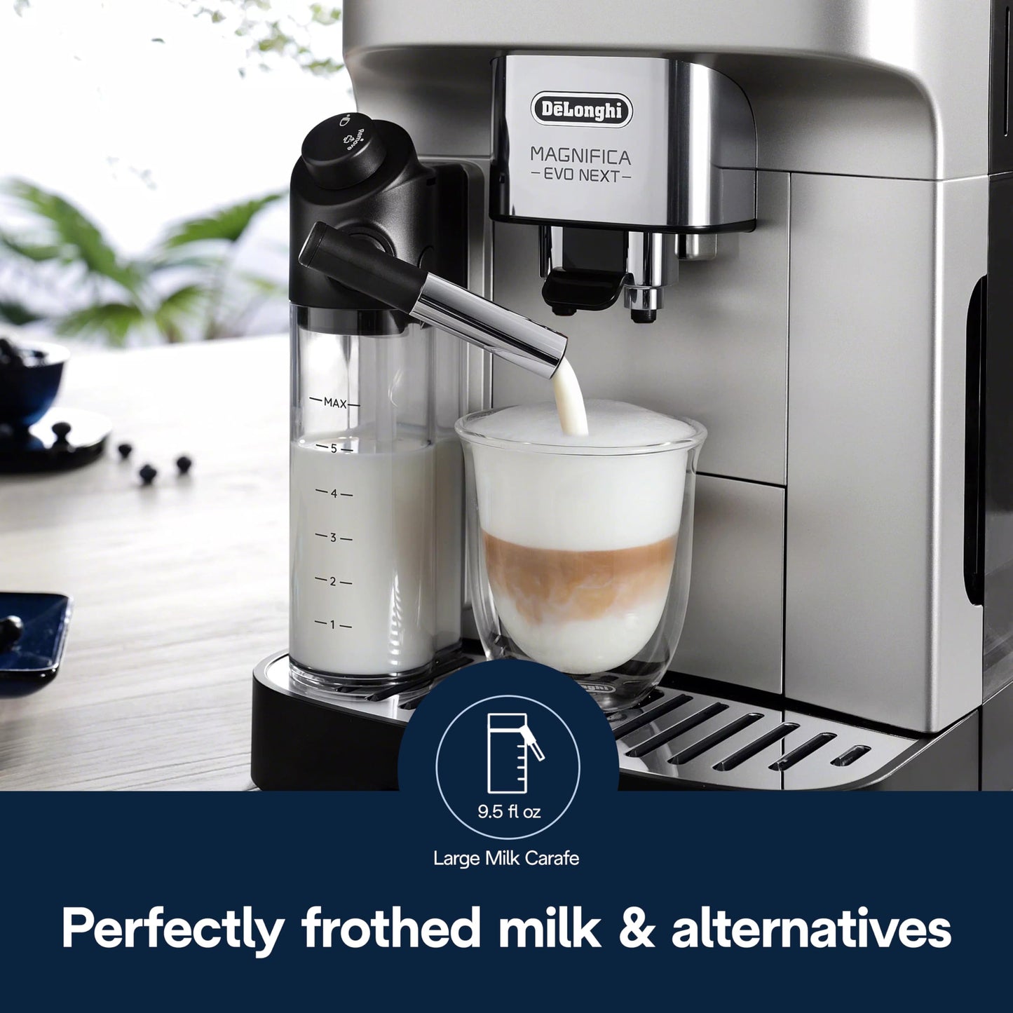 De'Longhi Magnifica Plus Fully Automatic Espresso Machine - Brew 18+ One Touch Coffee Recipes for up to 4 User Profiles, Automatic Milk Steam Wand & Built-in Grinder, Touchscreen Display