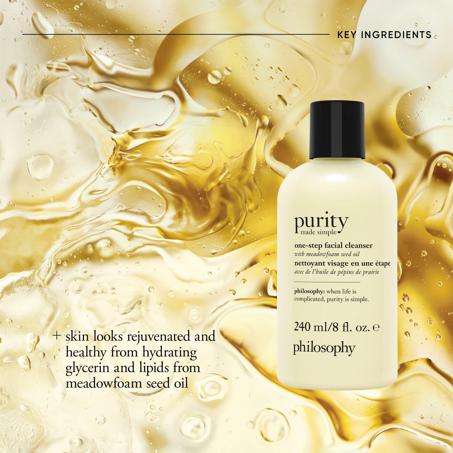 philosophy purity made simple one-step facial cleanser- with meadowfoam seed oil gently cleanses & melts away dirt, oil & stubborn makeup paraben-free face wash