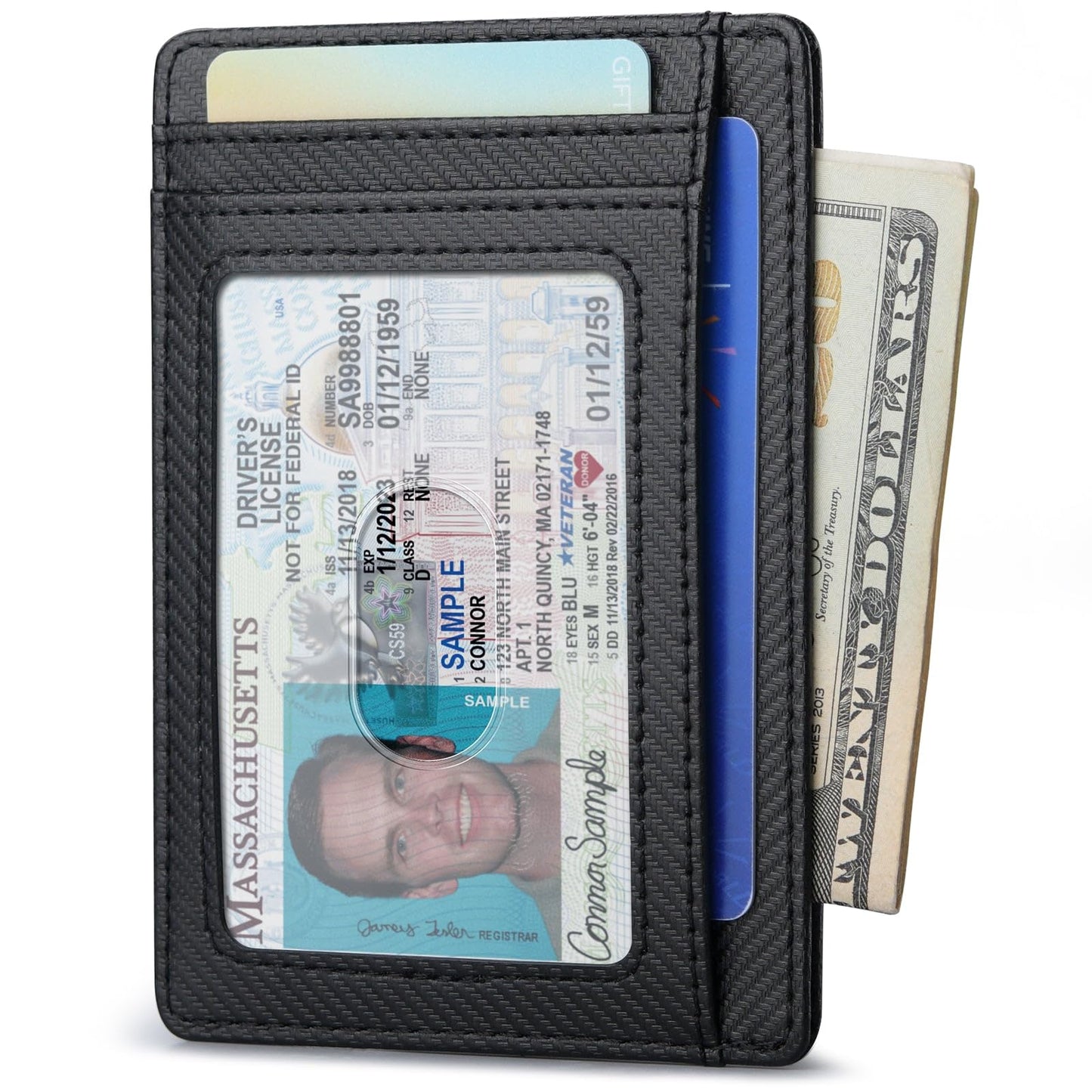 Buffway Slim Minimalist Front Pocket RFID Blocking Leather Wallets for Men and Women - Alaska Black