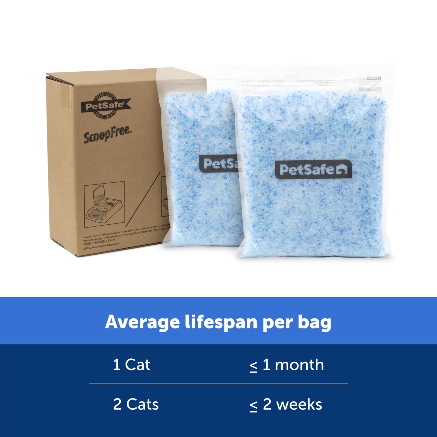 PetSafe ScoopFree Premium Crystal Cat Litter - Outperforms Clay Litter - Refill Packs - Reusable Tray Compatible - Fresh Scent - 4.3 lb Bags - 2 Pack