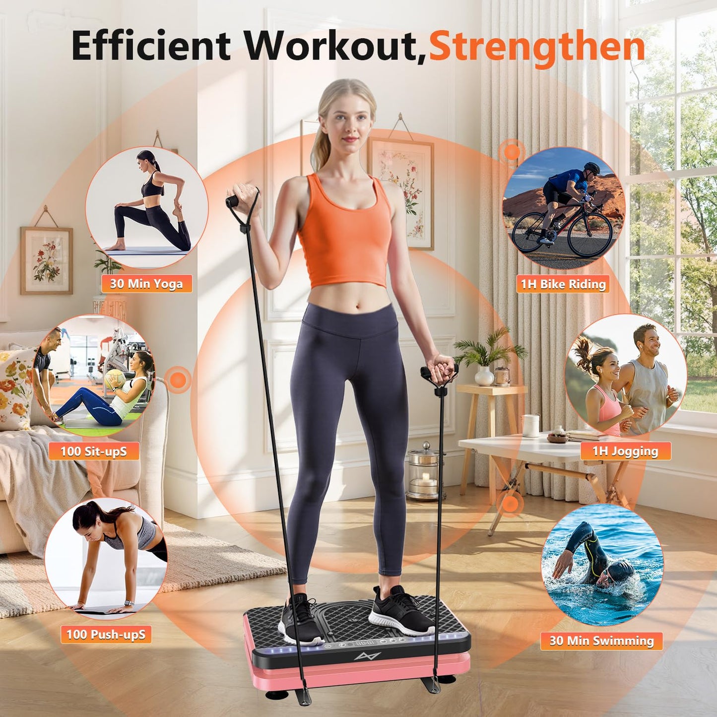 AXV Vibration Plate Fitness Platform Exercise Machine Vibrating Shaking Full Body Shaker Workout Vibrate Stand Shake Board Sport Gym for Weight Loss Fat Burner for Women Men
